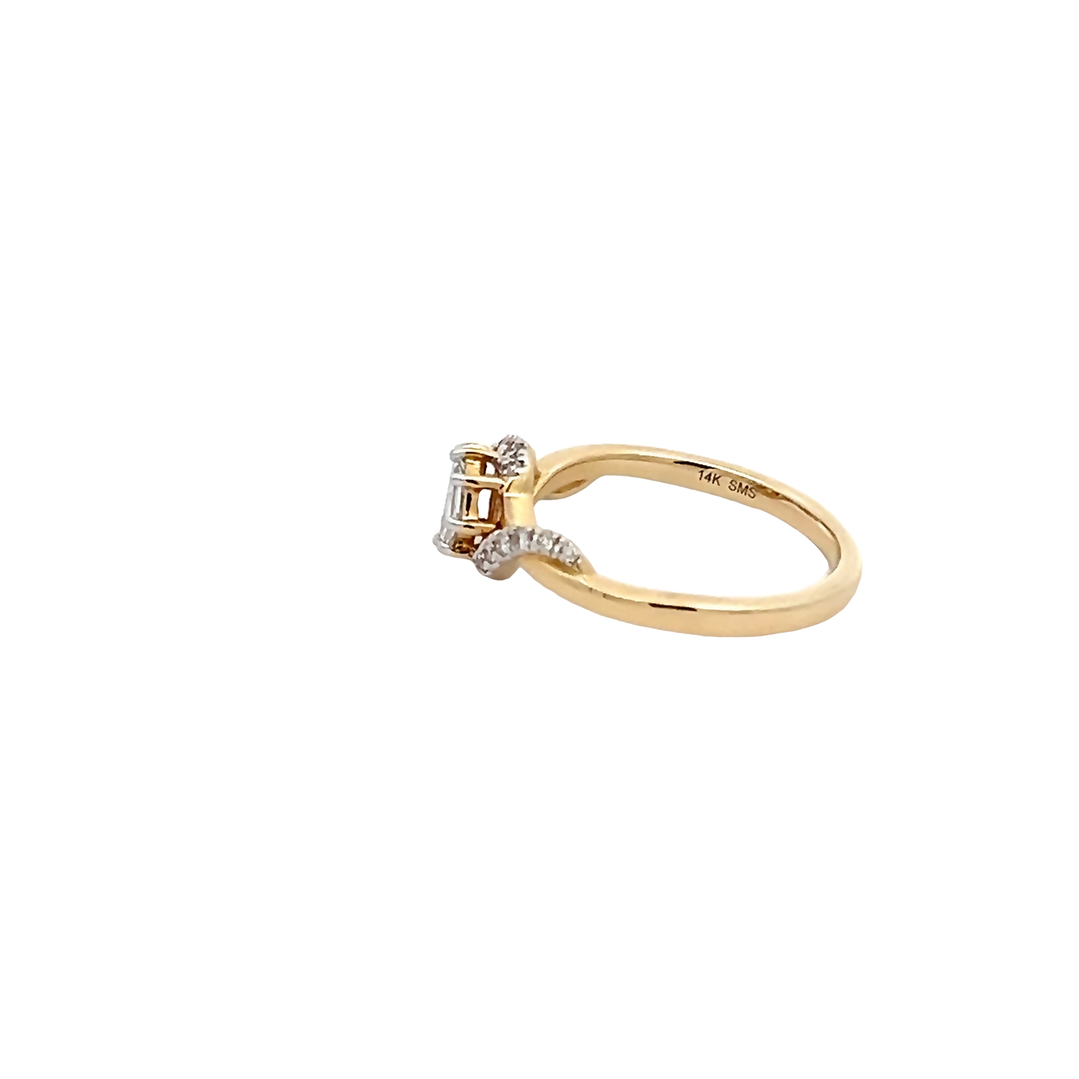 14k Yellow Gold Free Form Diamond Ring