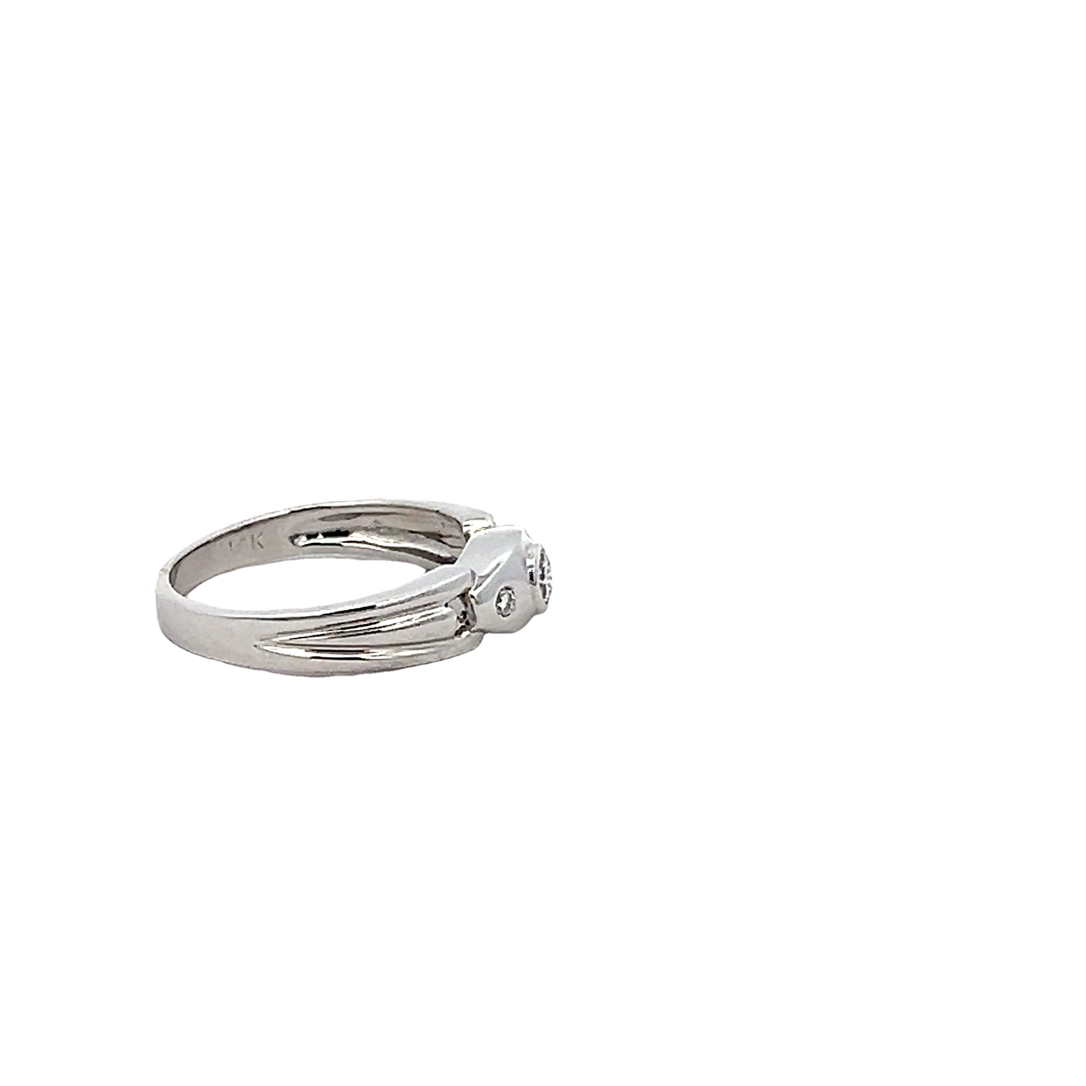 14k White Gold Bezel Set Diamond Ring