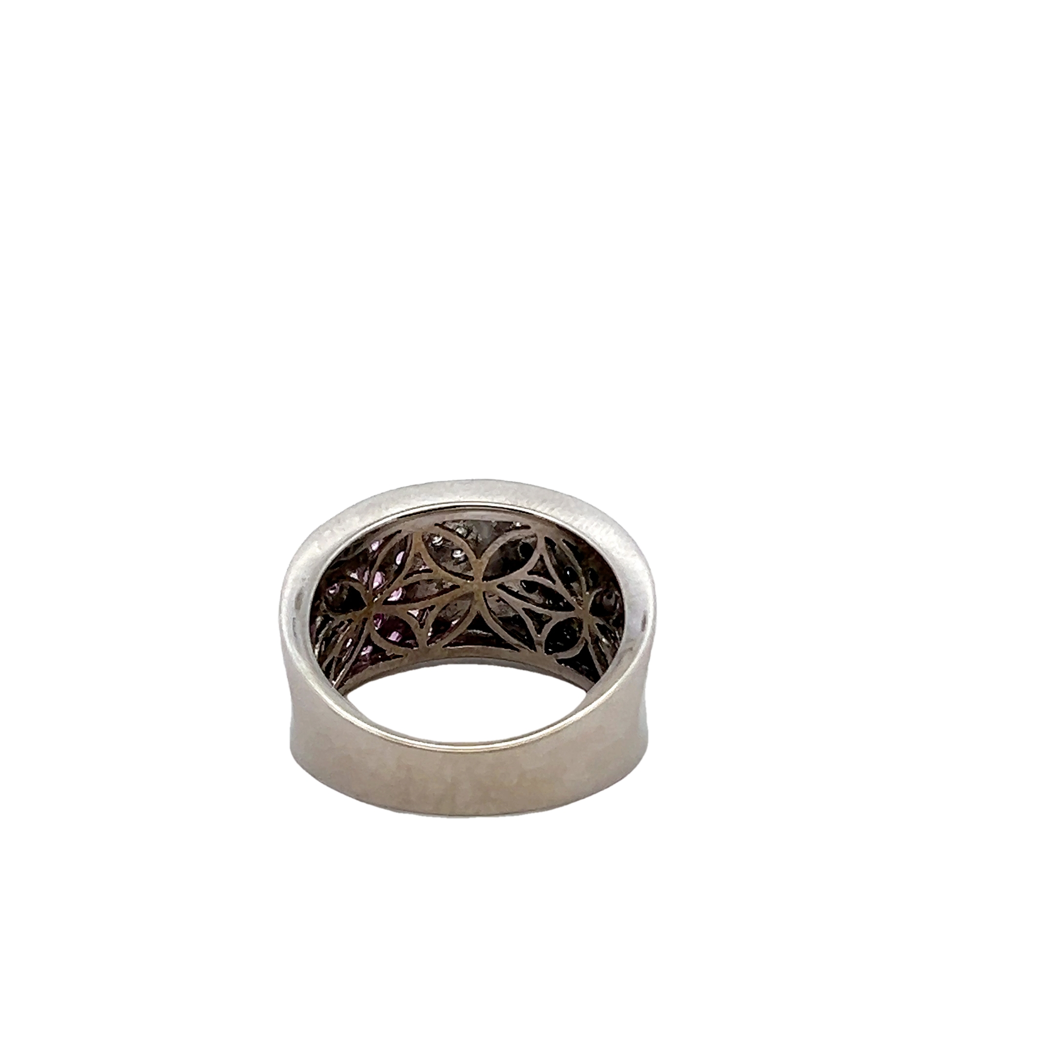 18k White Gold Black And Pink Diamond Fashion Ring