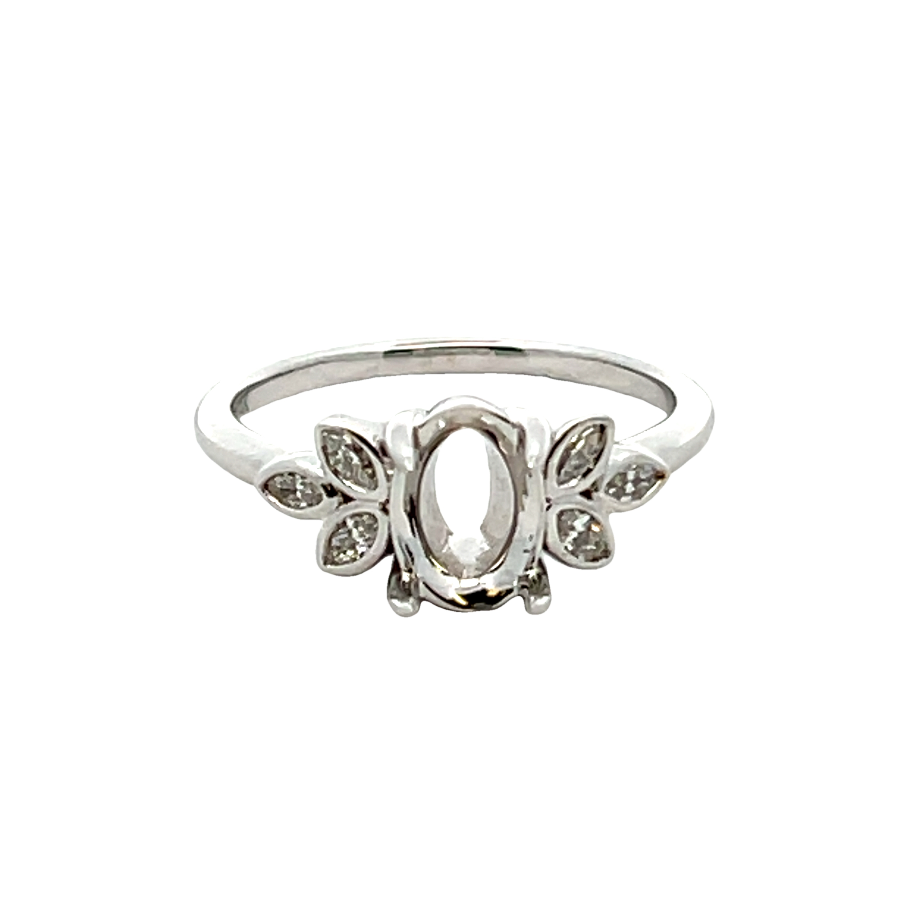 14k White Gold Diamond Semi Mount Ring