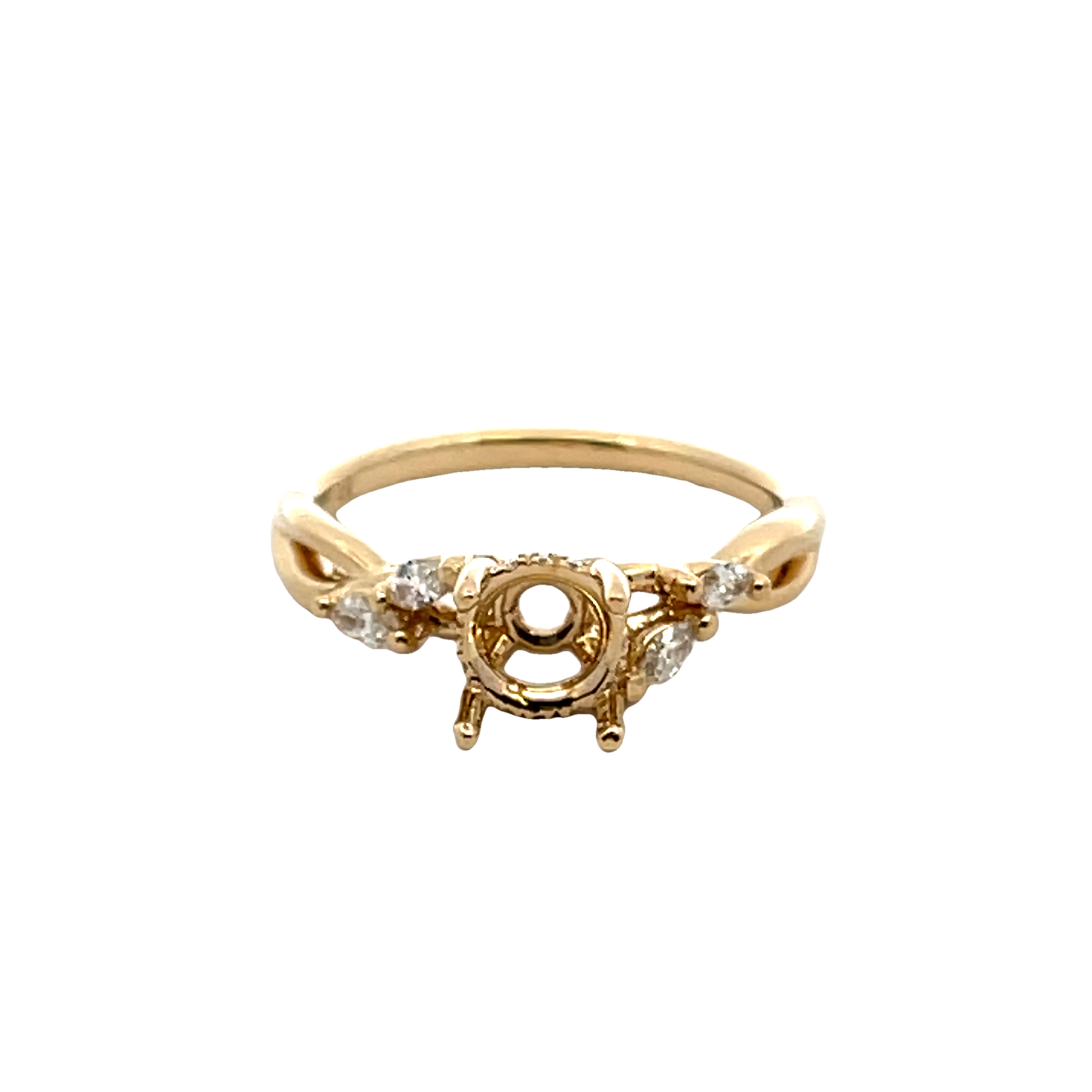 14k Yellow Gold Diamond Semi Mount Ring