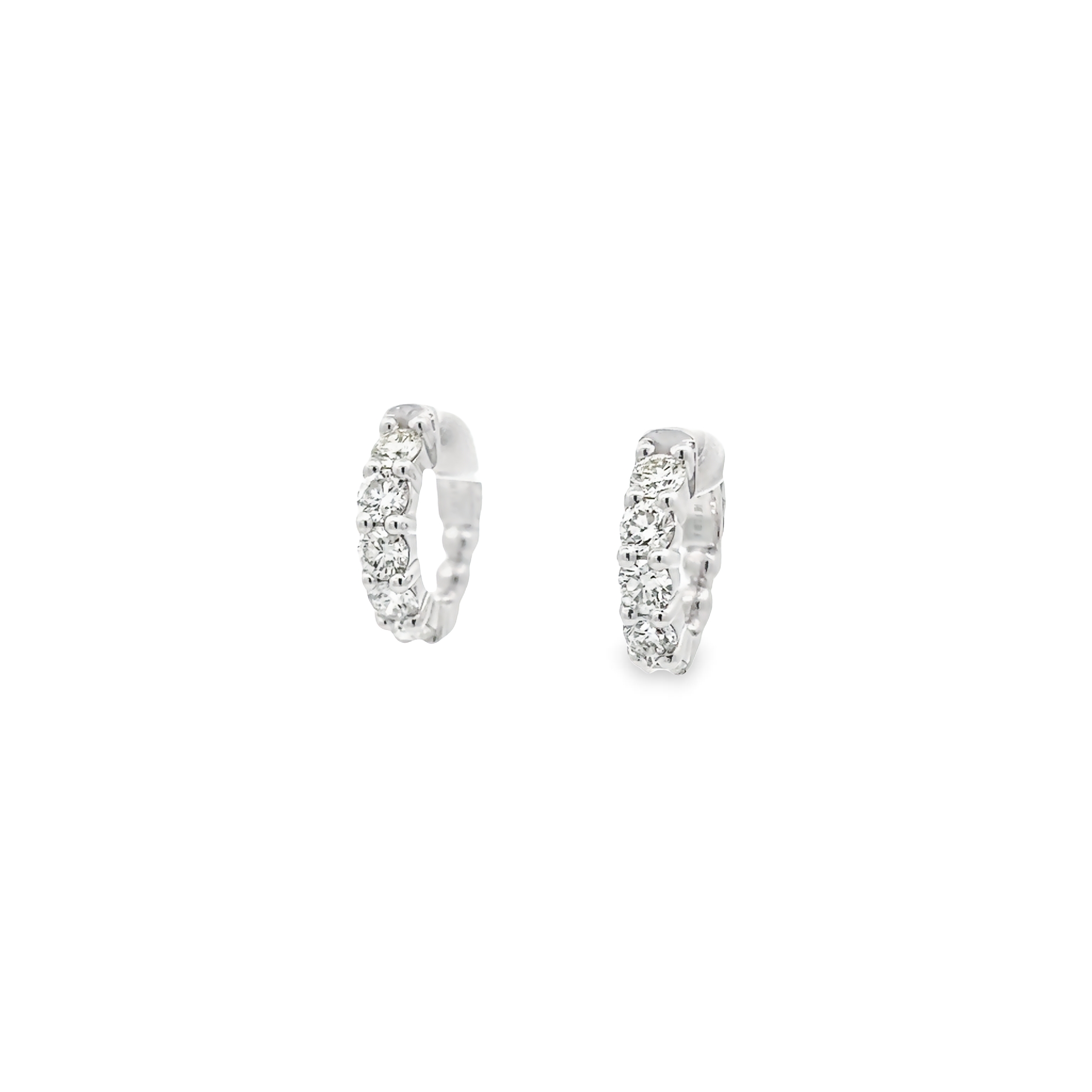 14k White Gold Diamond Hoop Dangle Earrings 001 150 01889 4263