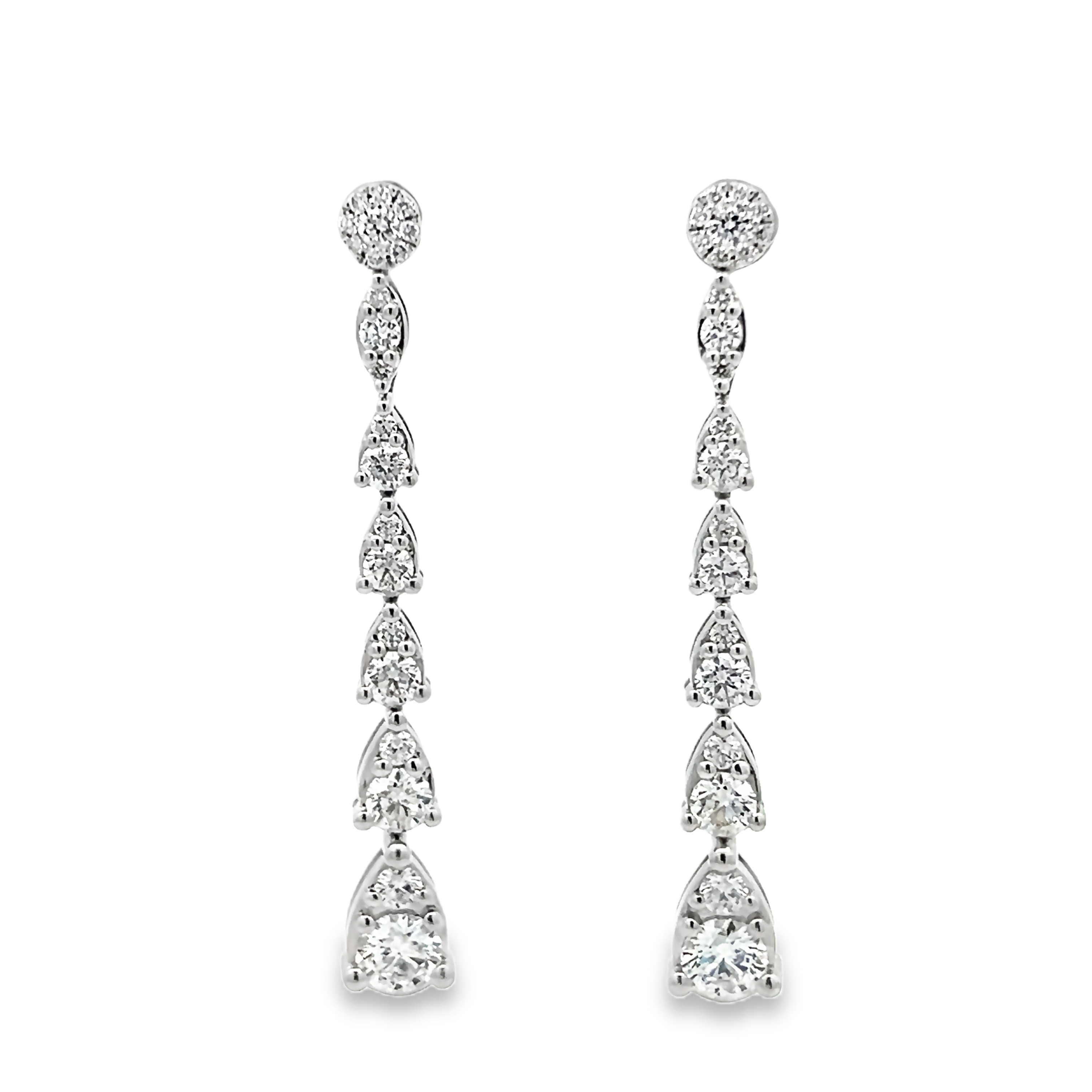 14k White Gold Diamond Drop Earrings