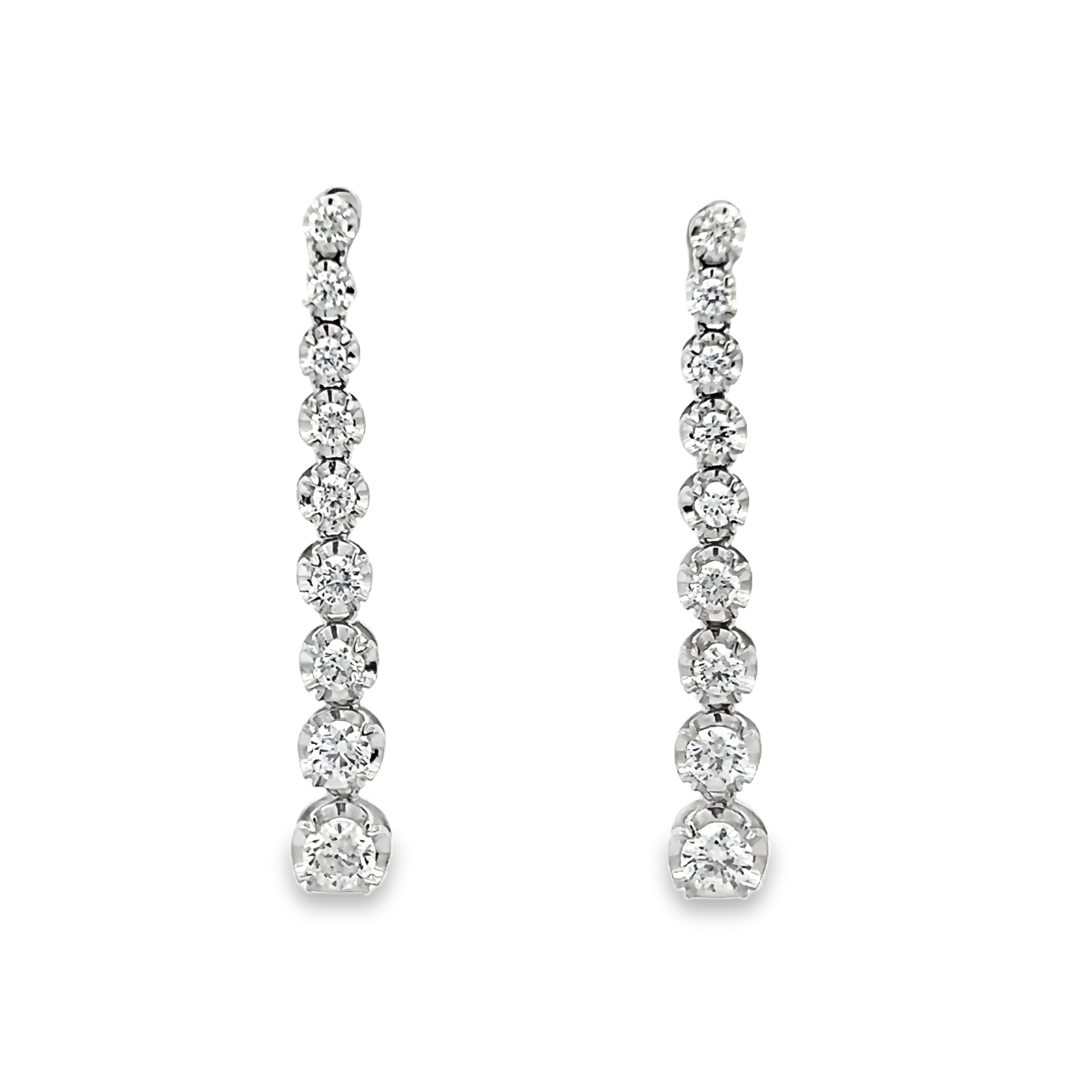 14k White Gold Diamond Drop Earrings