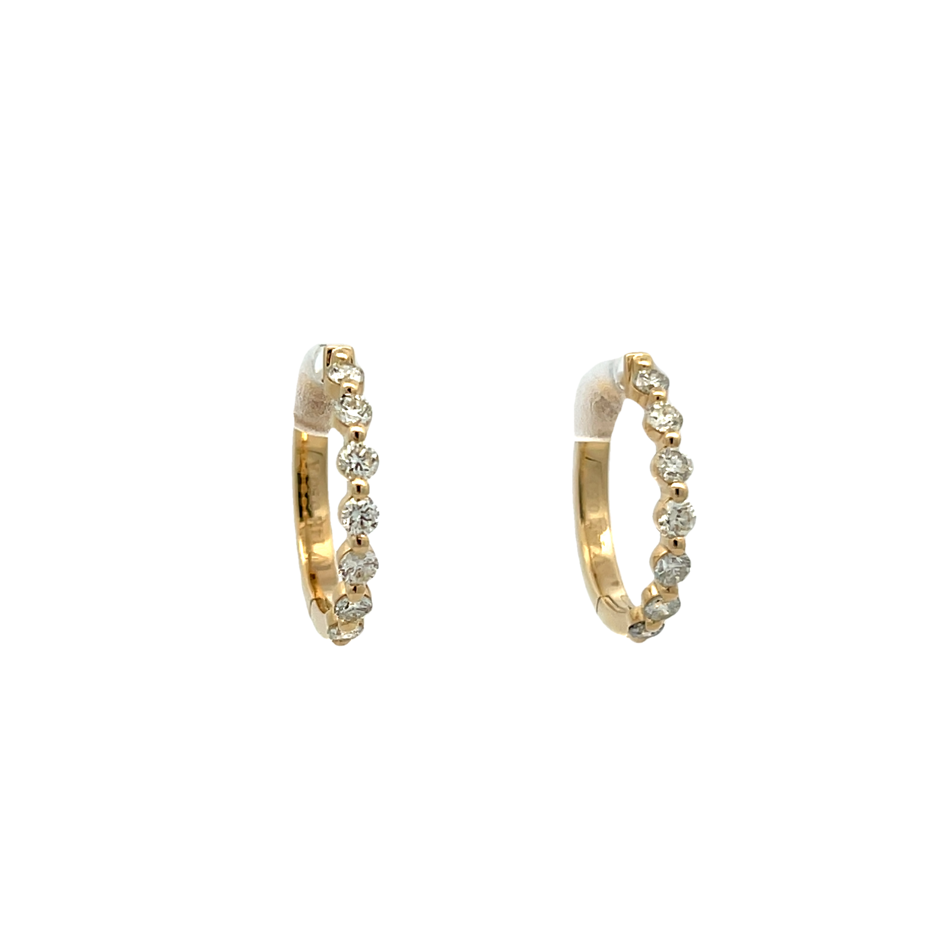 14k Yellow Gold Diamond Hoop Earrings