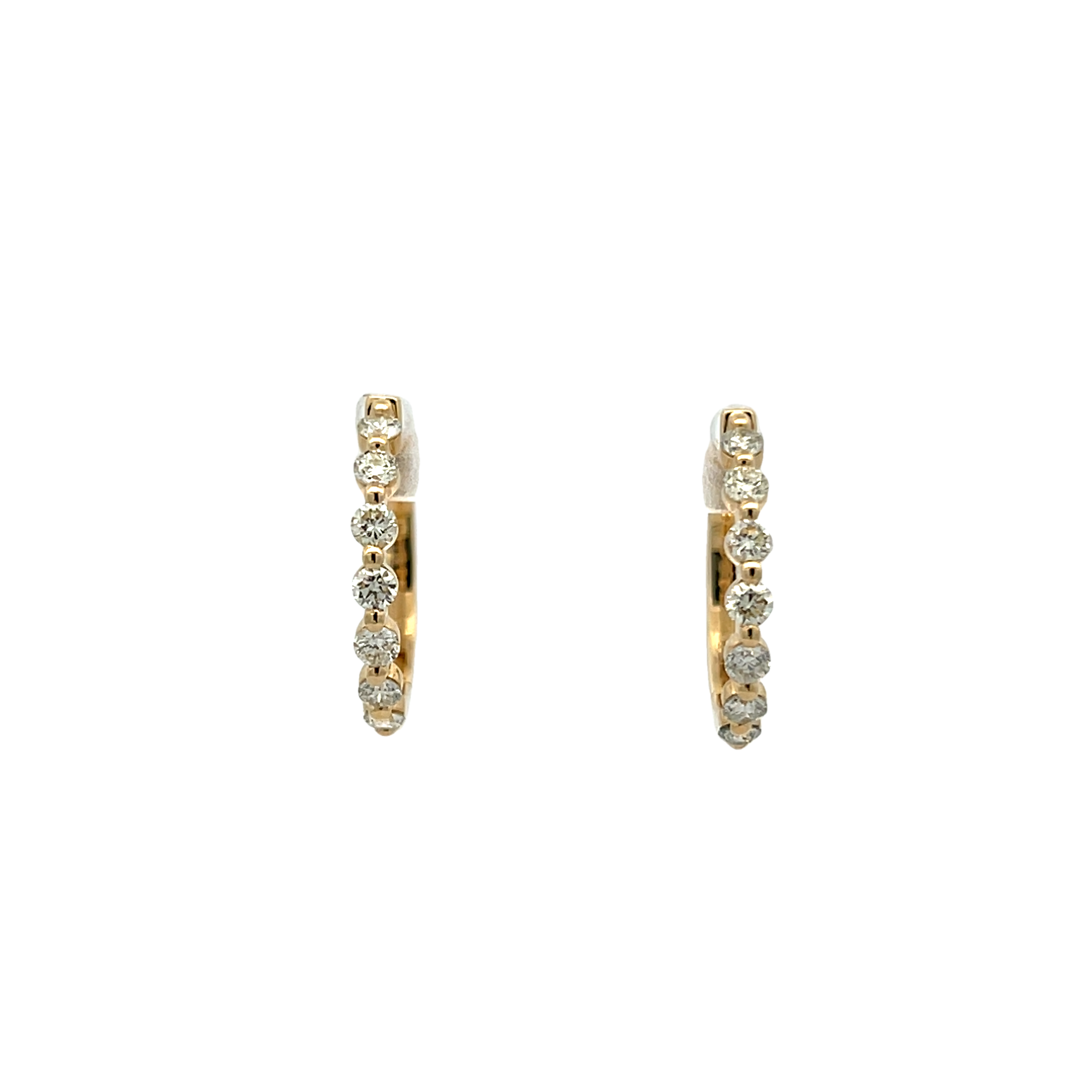 14k Yellow Gold Diamond Hoop Earrings