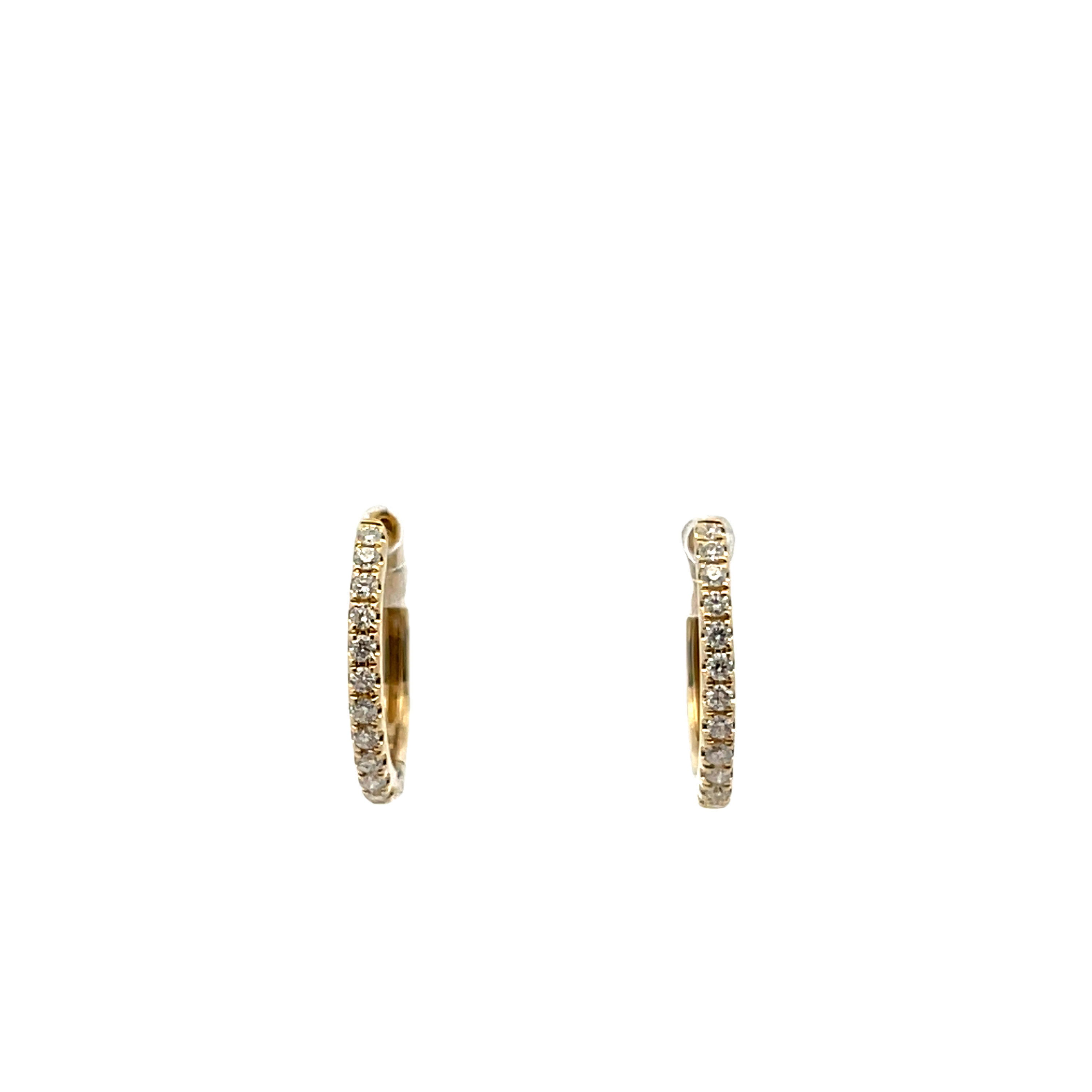 14k Yellow Gold Diamond Hoop Earrings