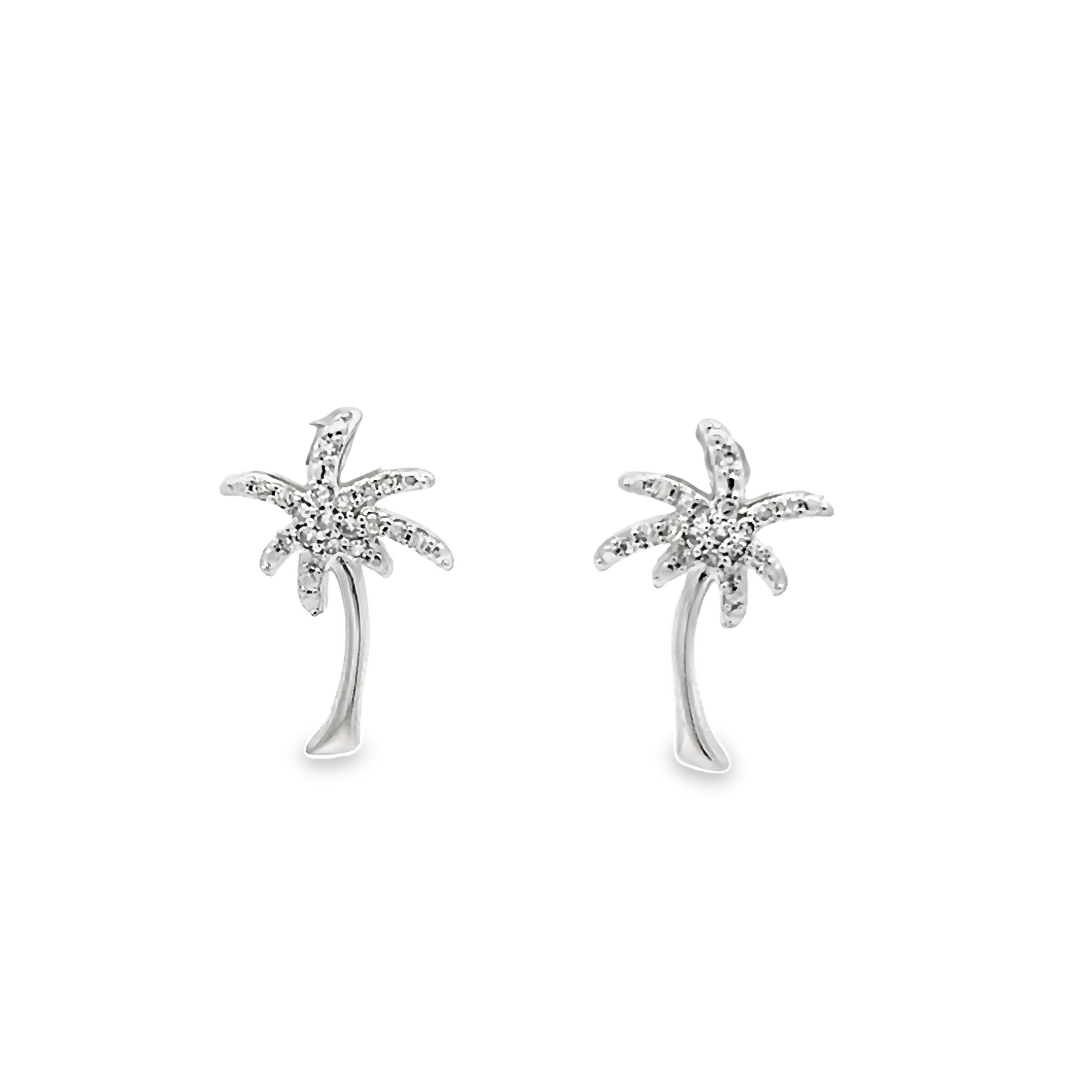 14k White Gold Palm Tree Earrings