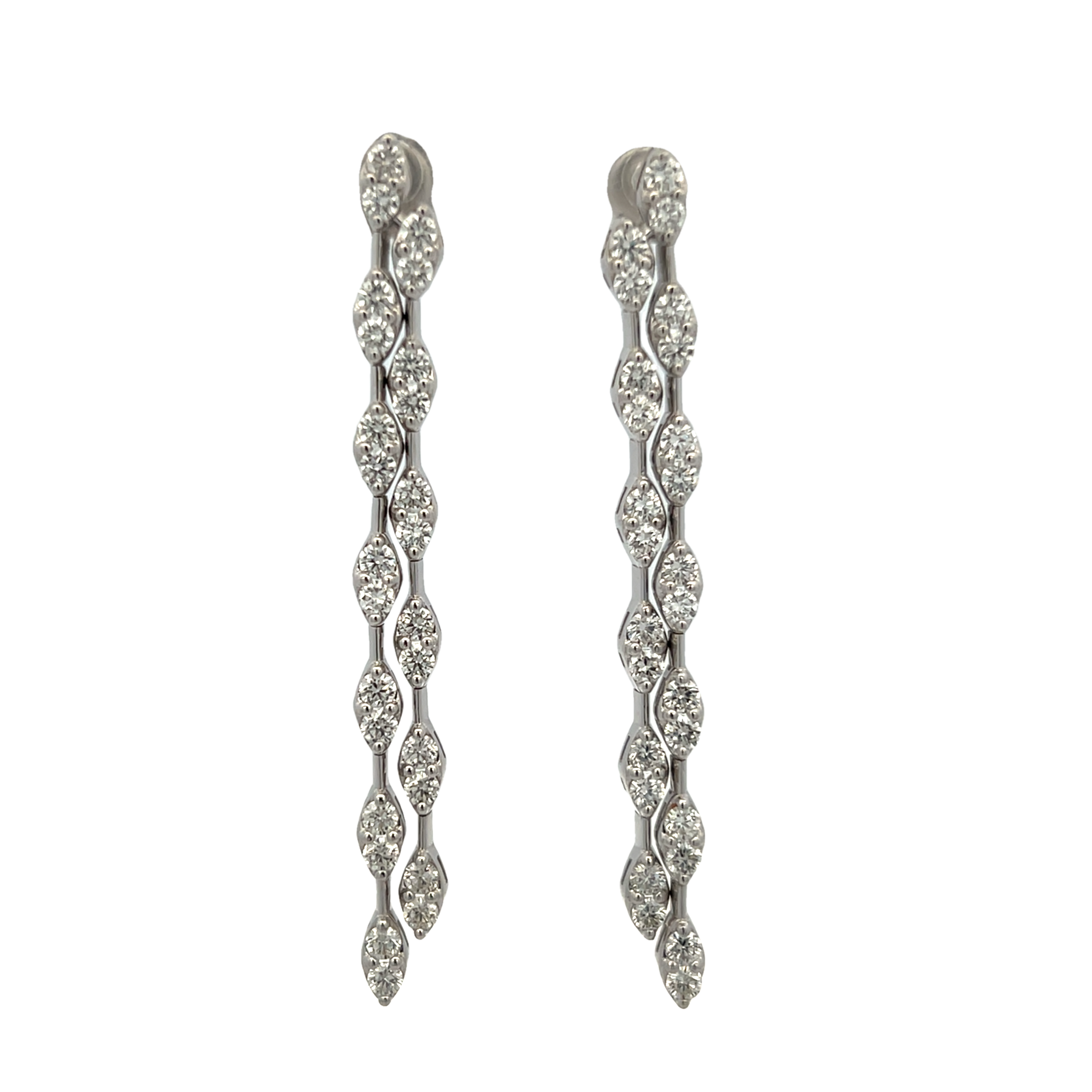 14k White Gold Hanging Diamond Earrings