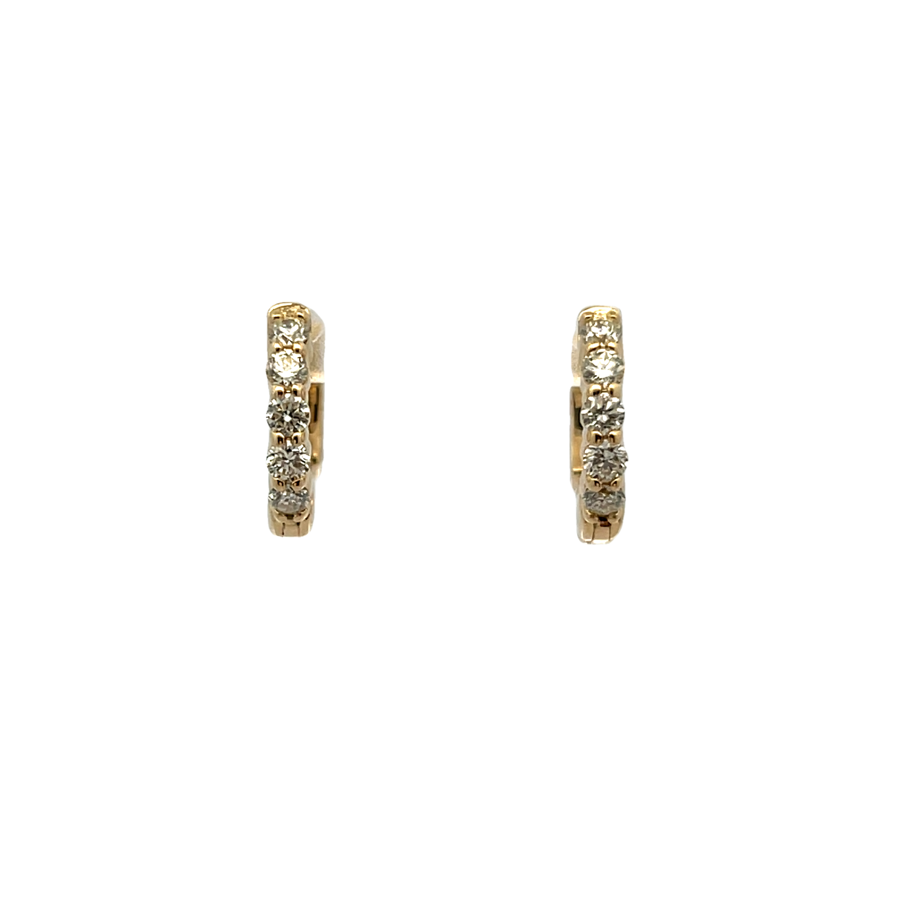 14k Yellow Gold Diamond Hoop Earrings