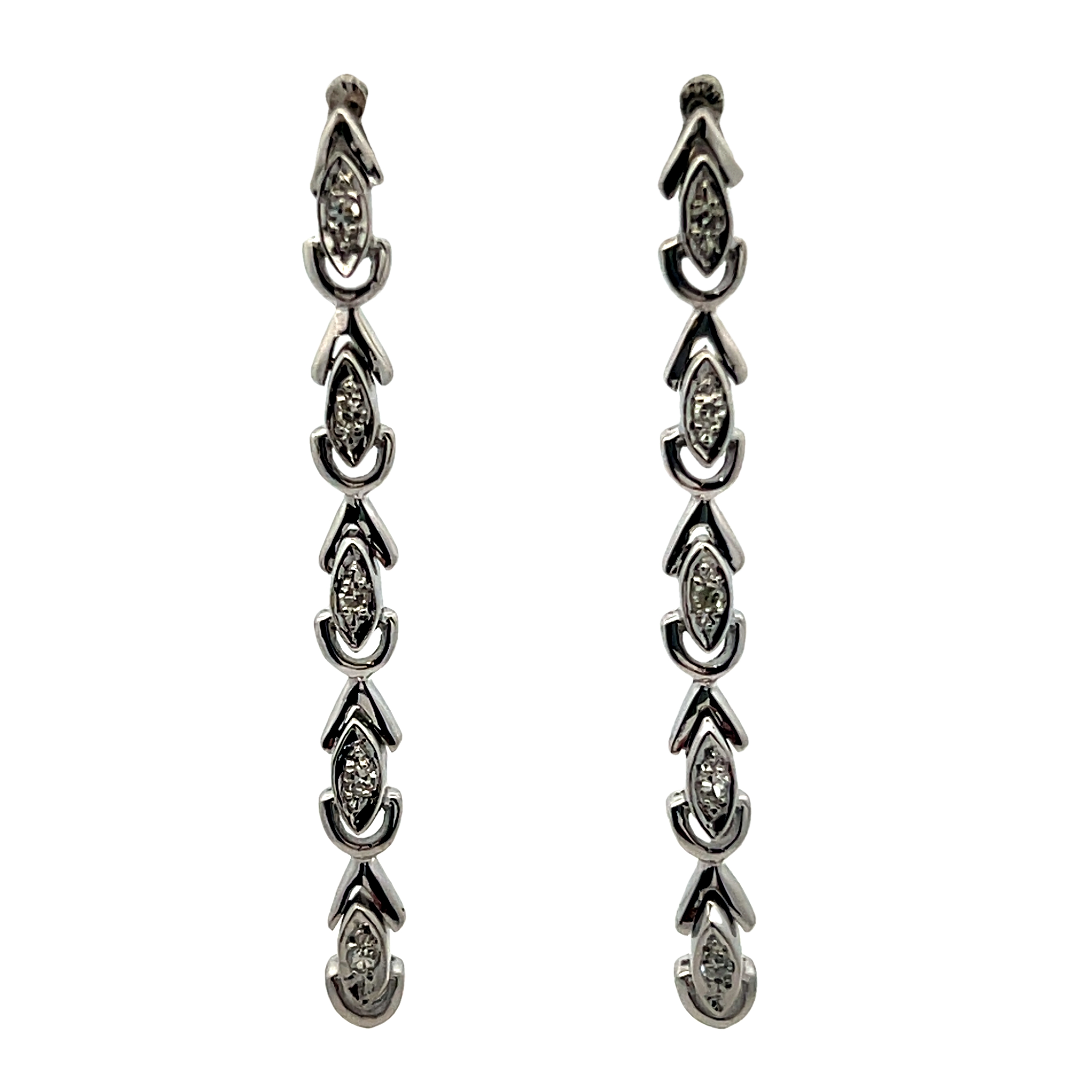 14k White Gold Diamond Dangle Earrings