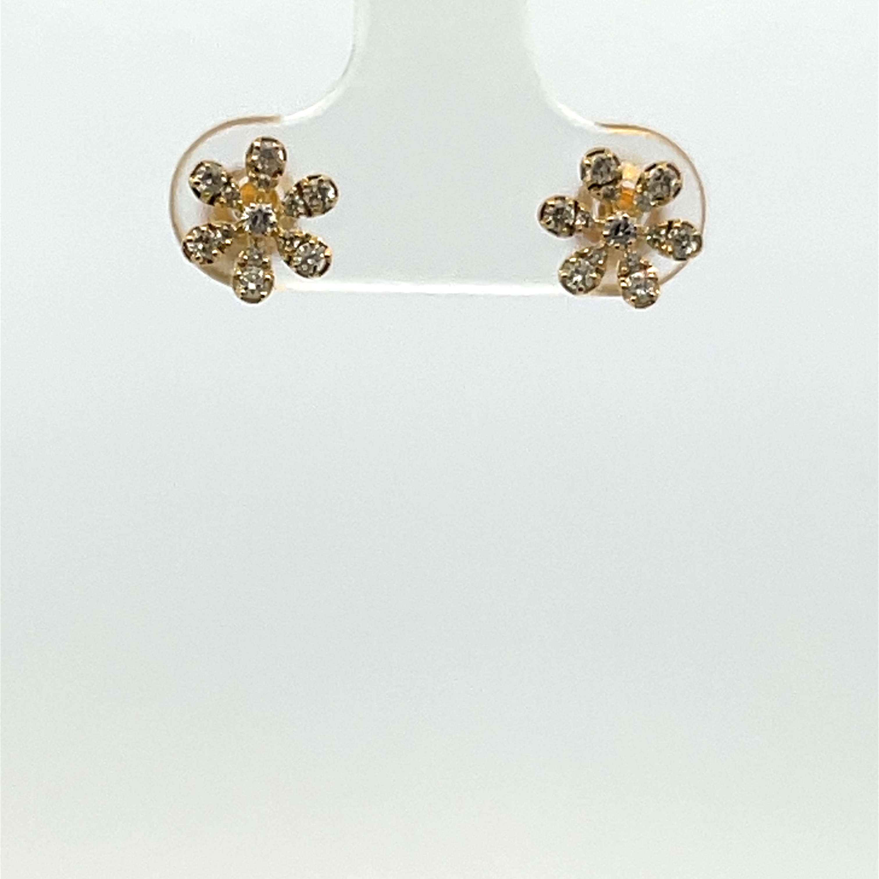 14k Yellow Gold Flower Diamond Earrings