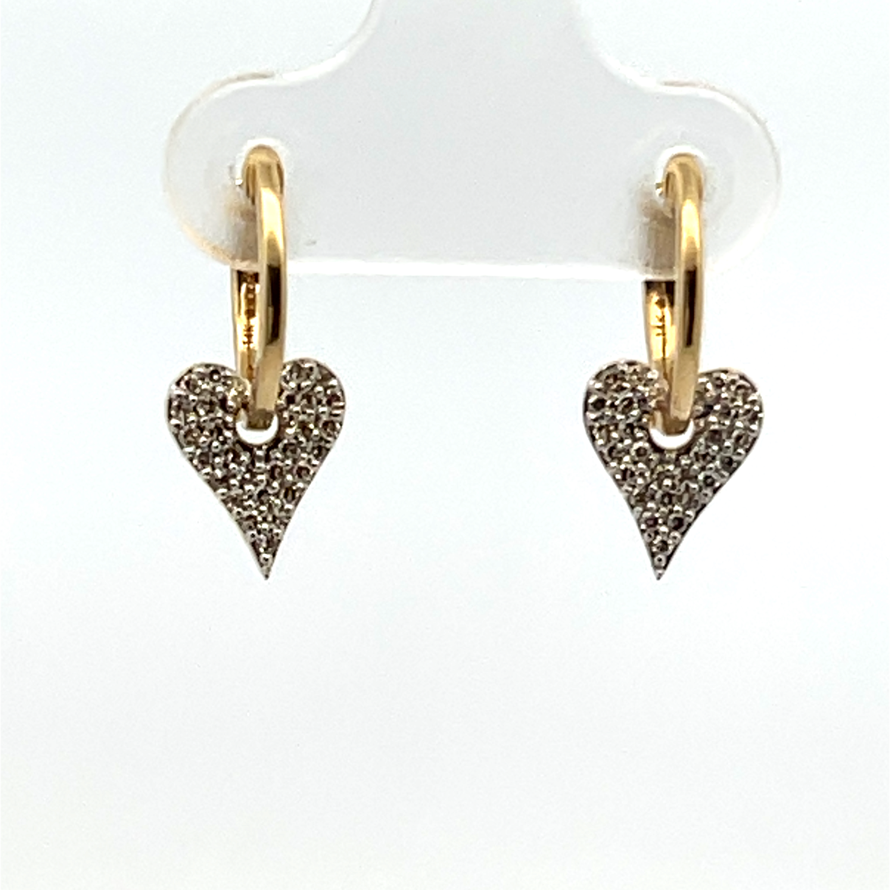 14k Yellow Gold Heart Diamond Earrings