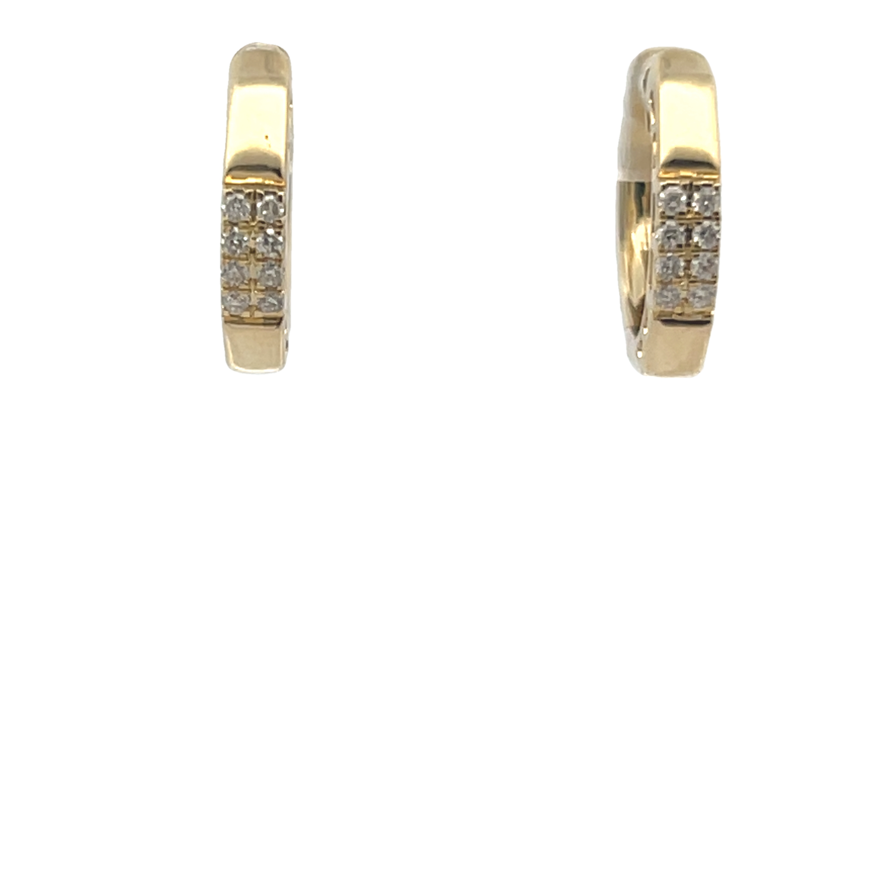 14k Yellow Gold Diamond Hoop Earrings