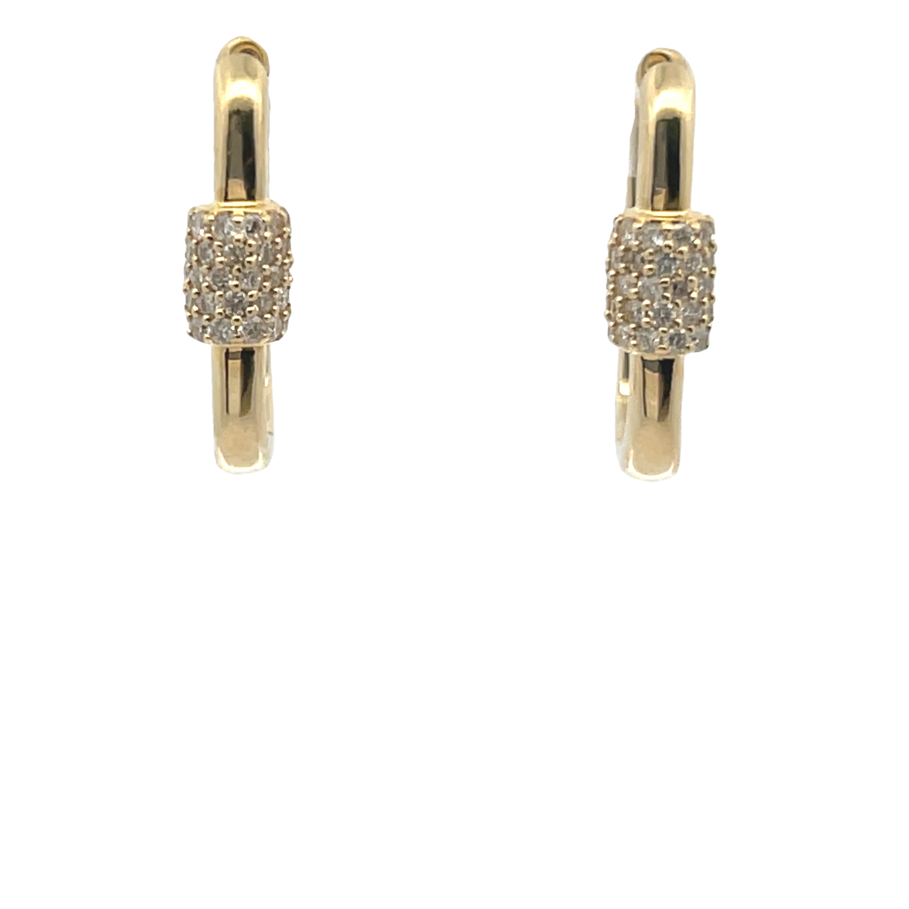 14k Yellow Gold Diamond Hoop Earrings