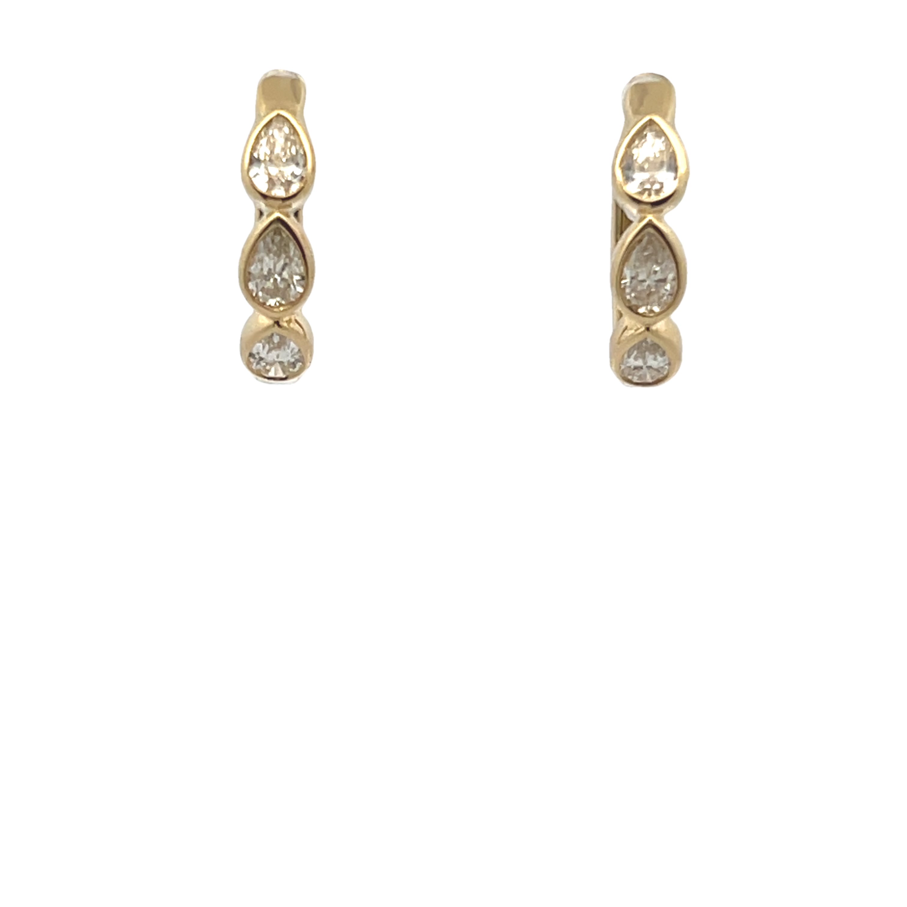 14k Yellow Gold Diamond Hoop Earrings