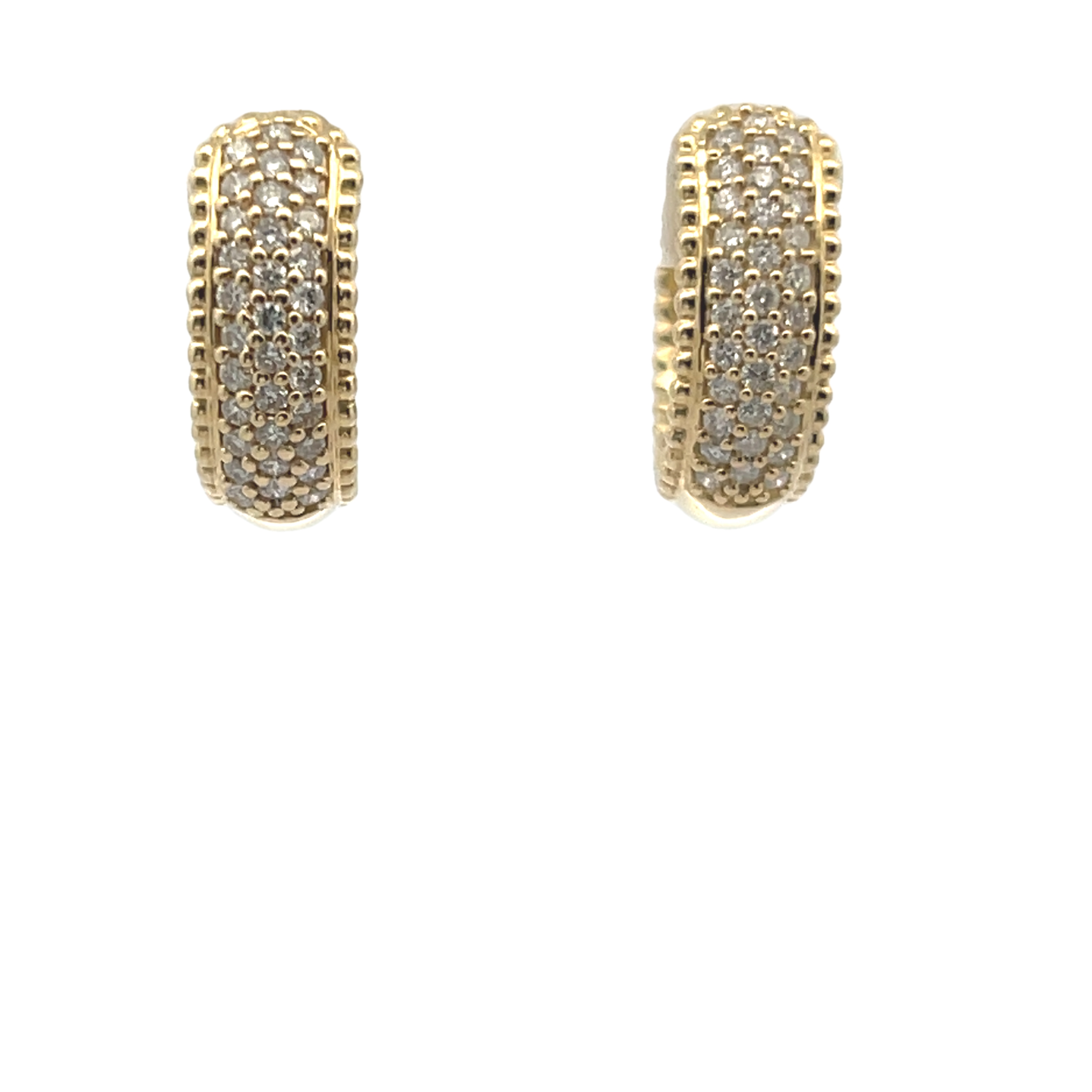 14k Yellow Gold Diamond Hoop Earrings