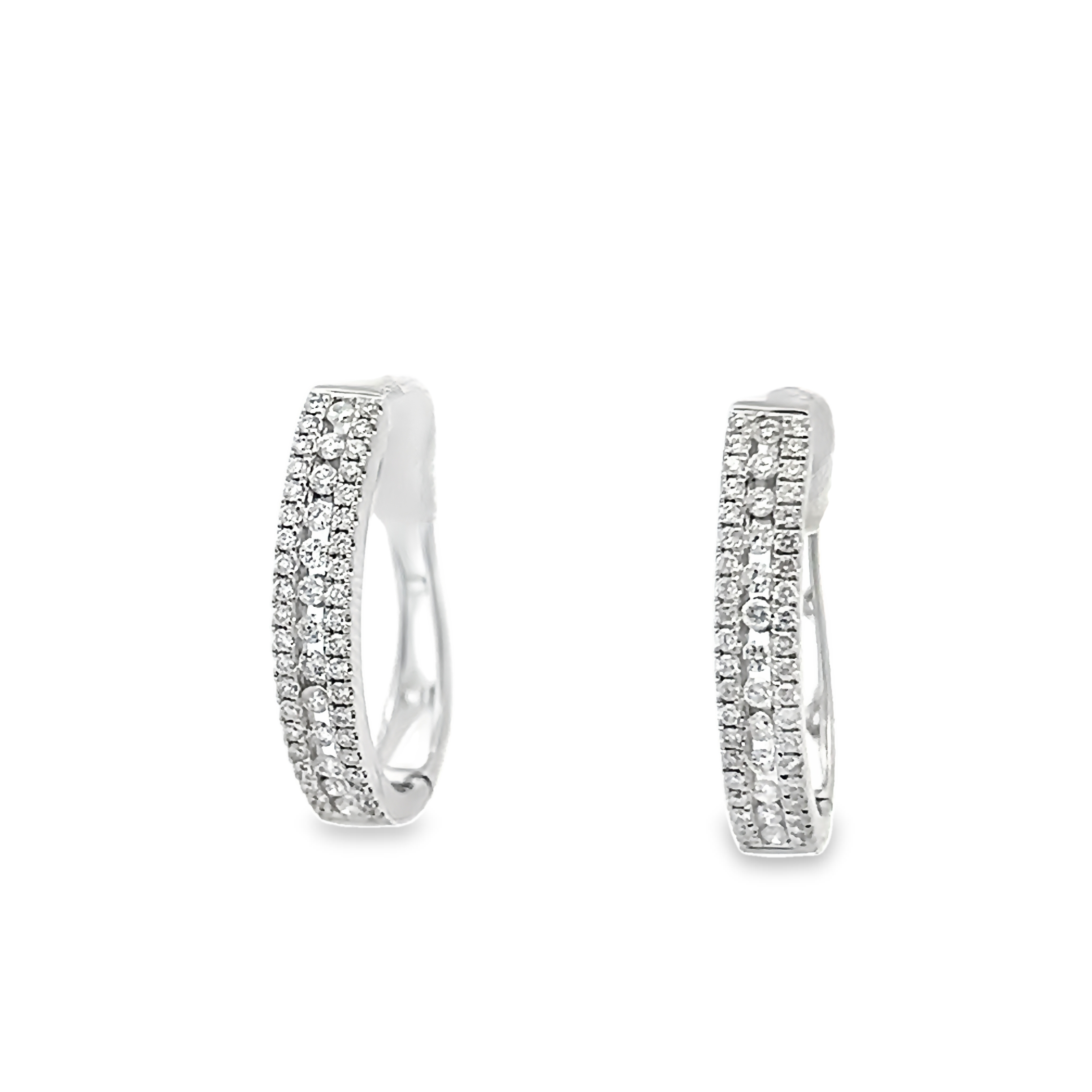 14k White Gold Diamond Hoop Earrings