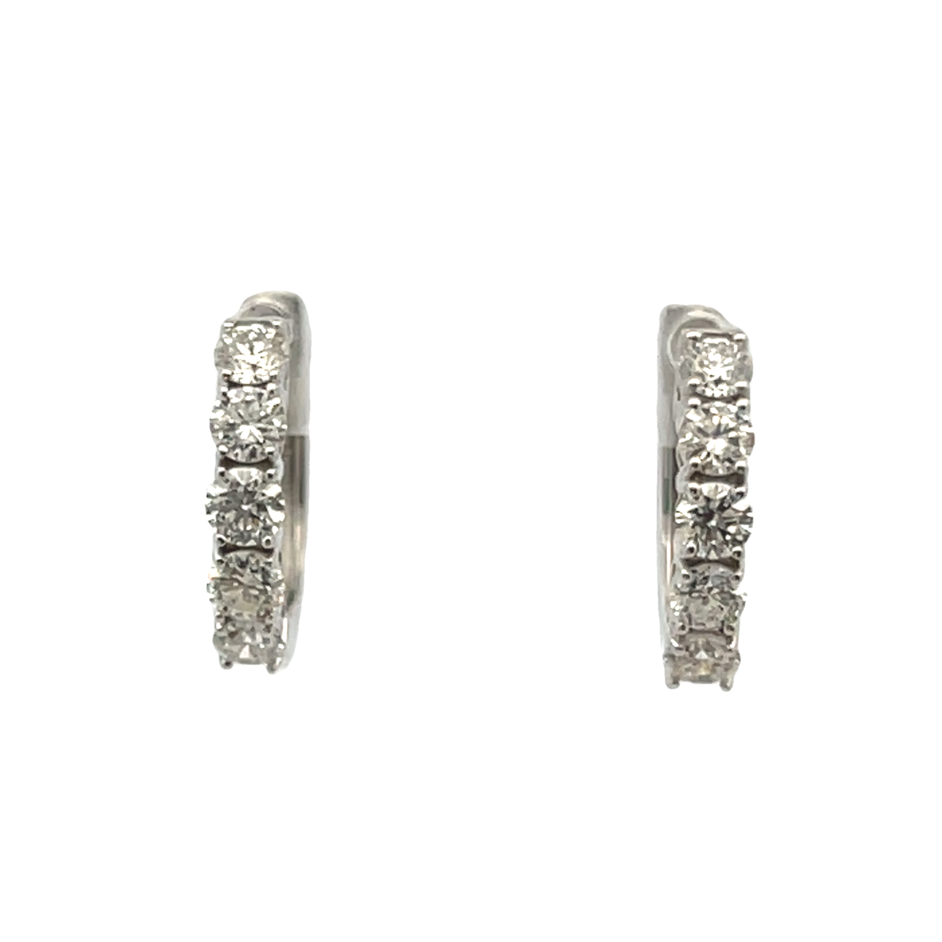 14k White Gold Diamond Hoop Earrings