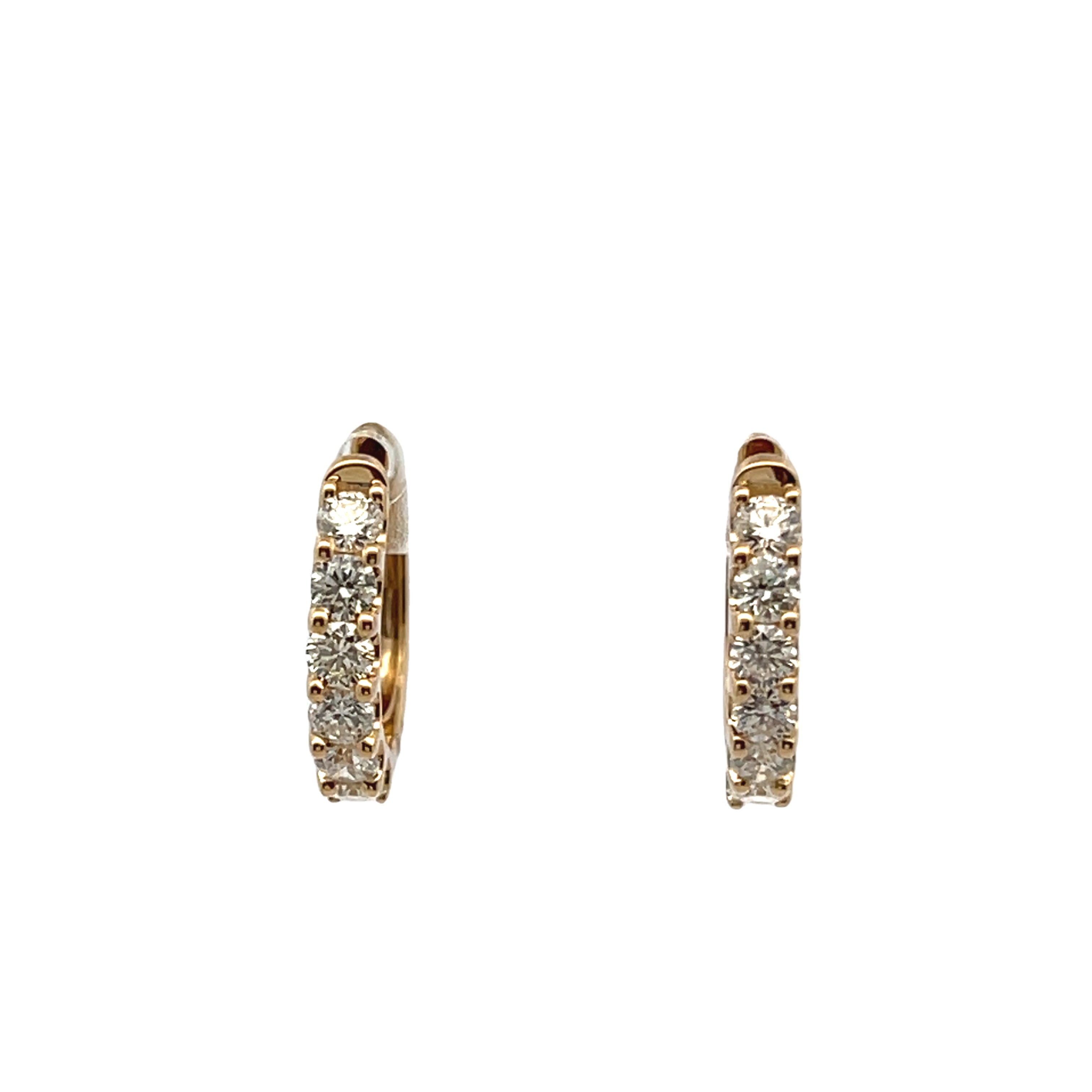 14k Yellow Gold Diamond Hoop Earrings