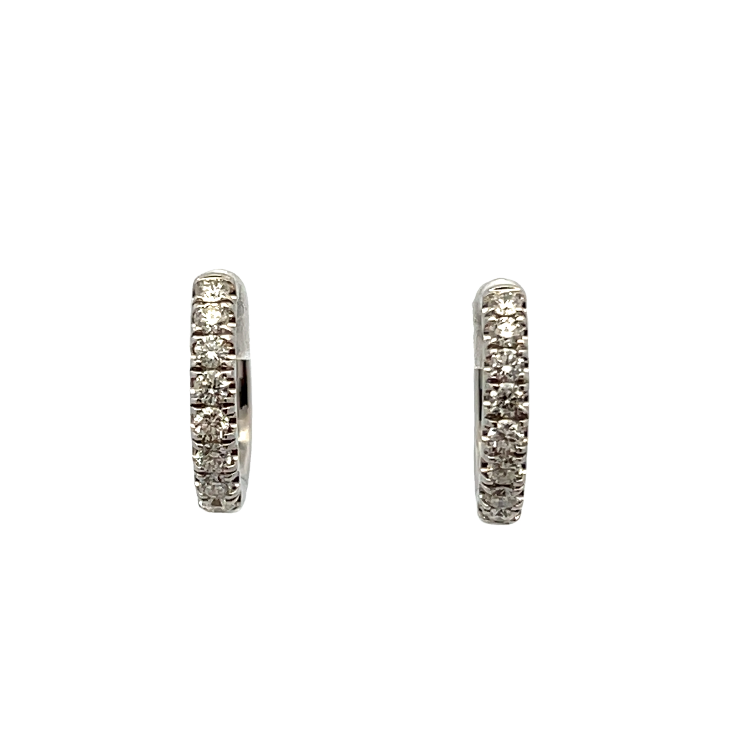 14k White Gold Diamond Hoop Earrings