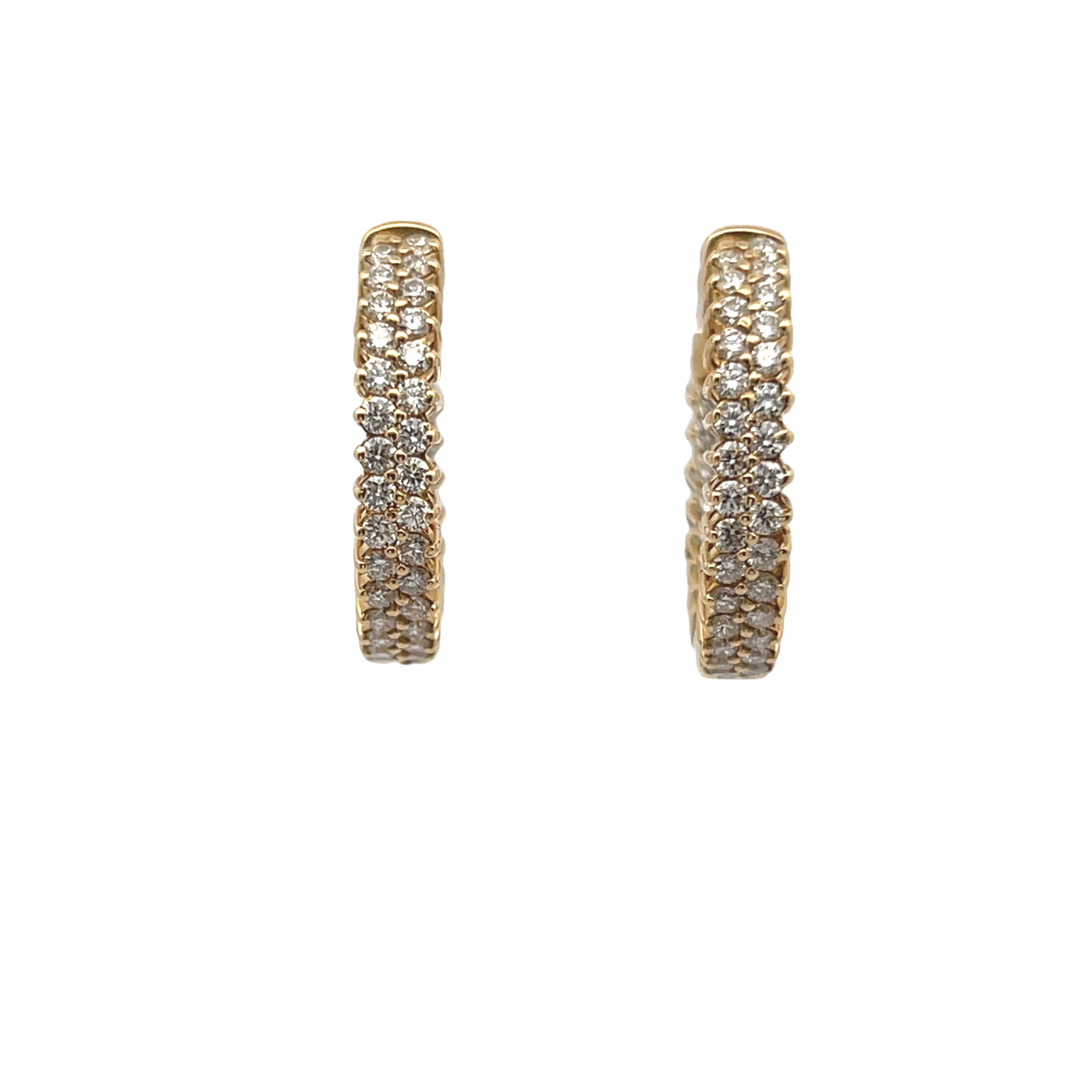 14k Yellow Gold Diamond Hoop Earrings