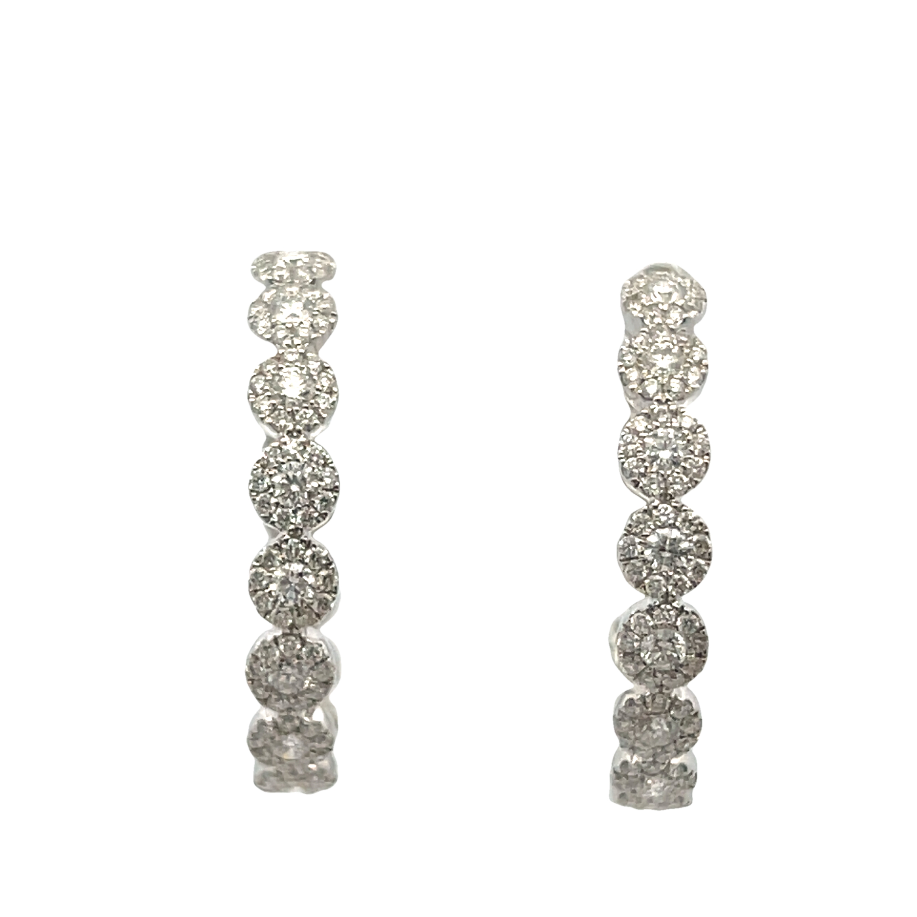 14k White Gold Diamond Hoop Earrings