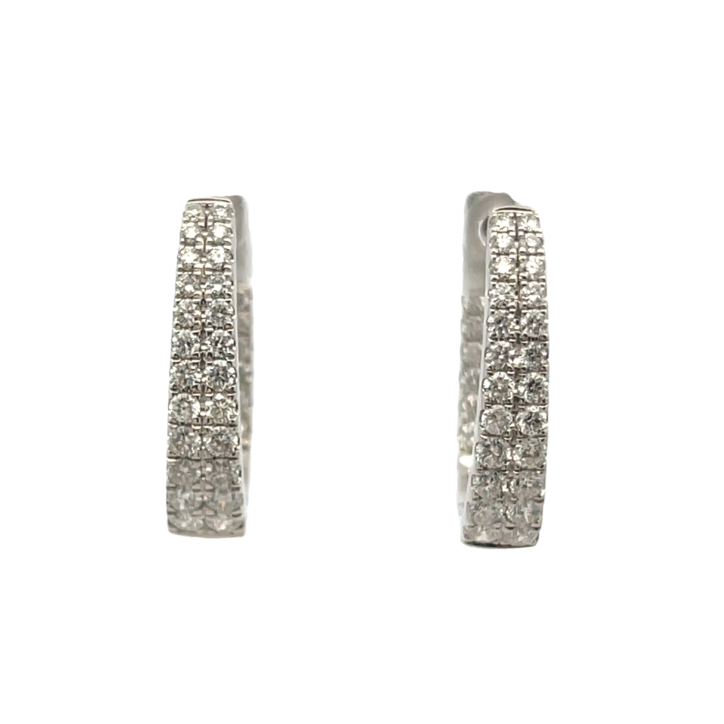 14k White Gold Diamond Hoop Earrings