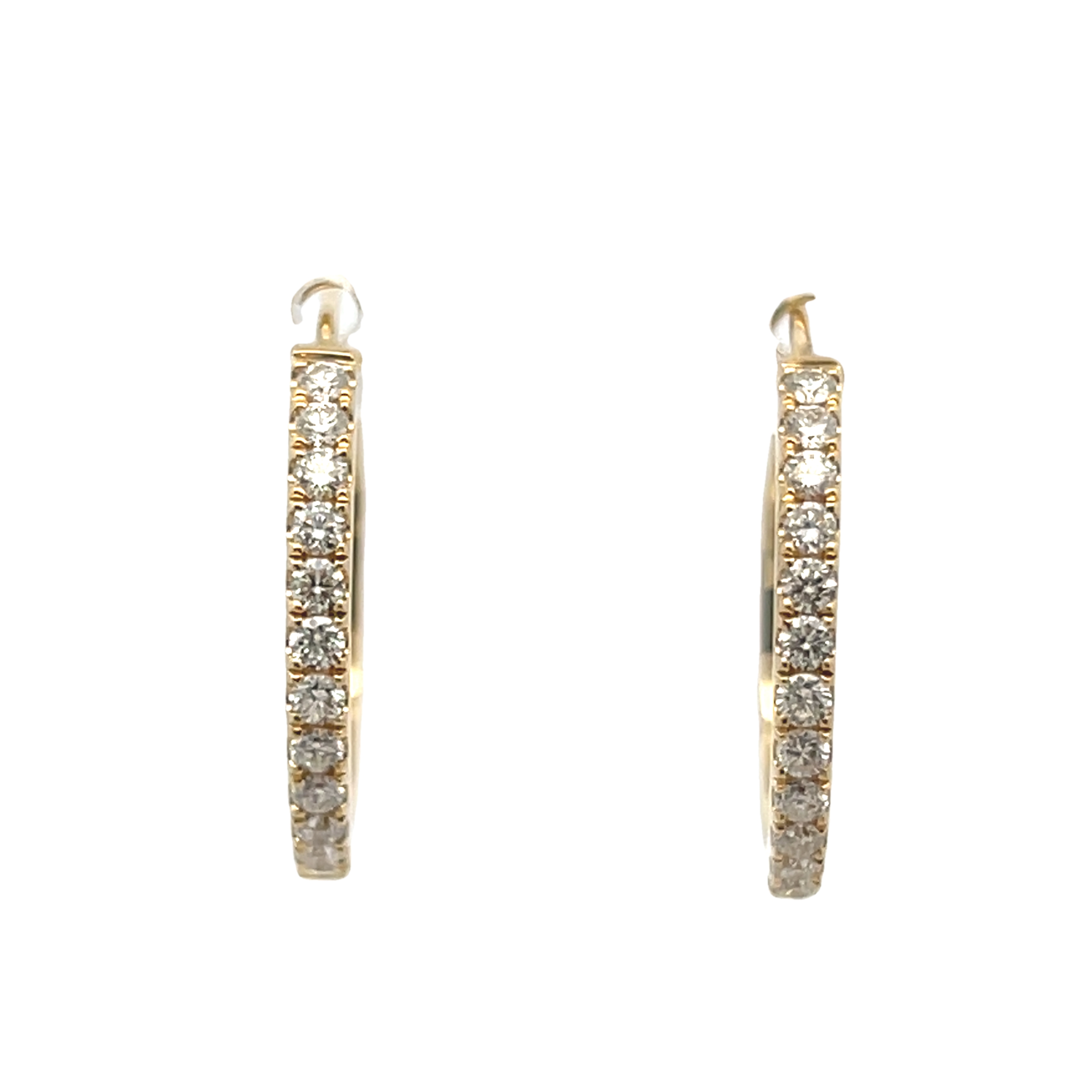 14k Yellow Gold Diamond Hoop Earrings