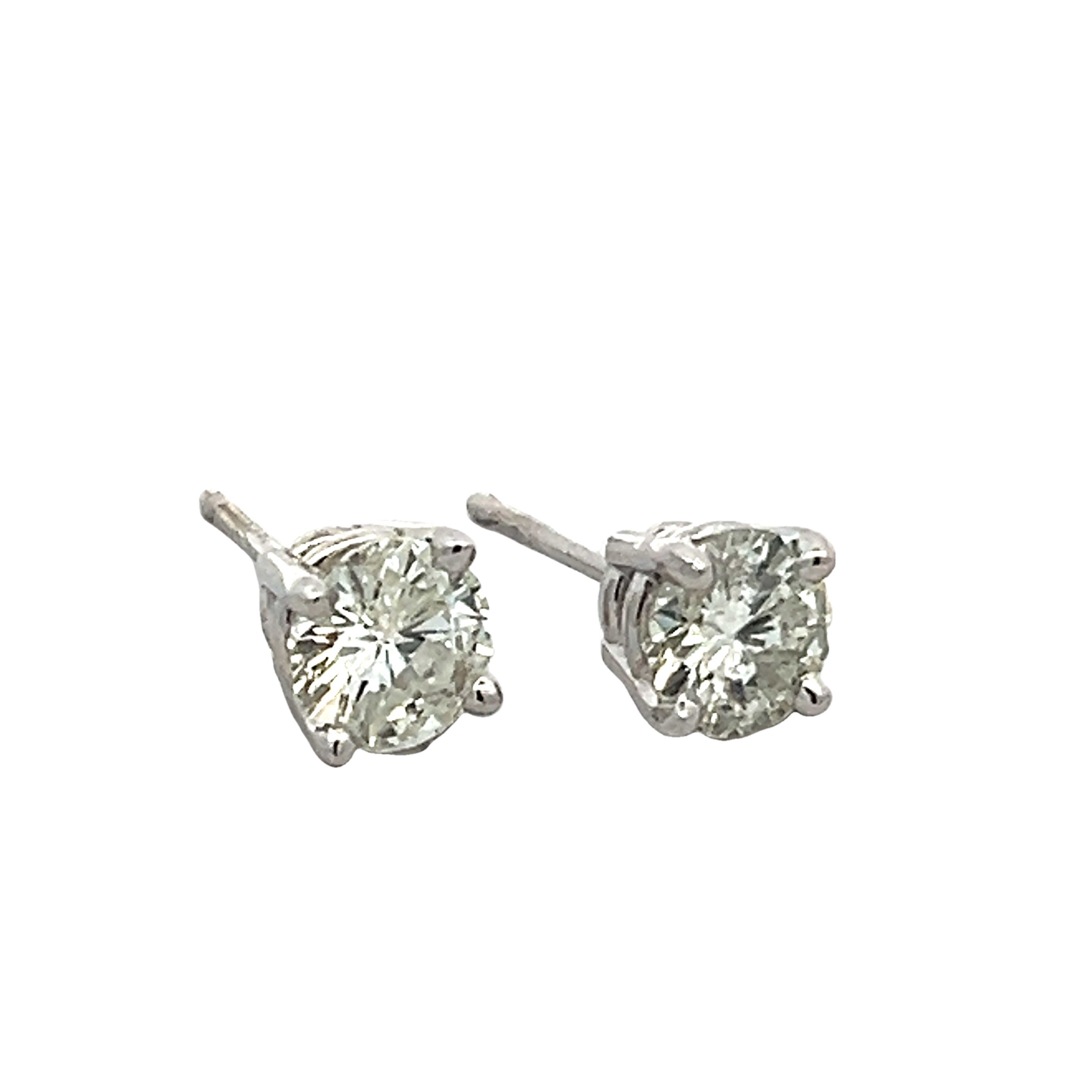 14k White Gold Diamond Stud Earrings