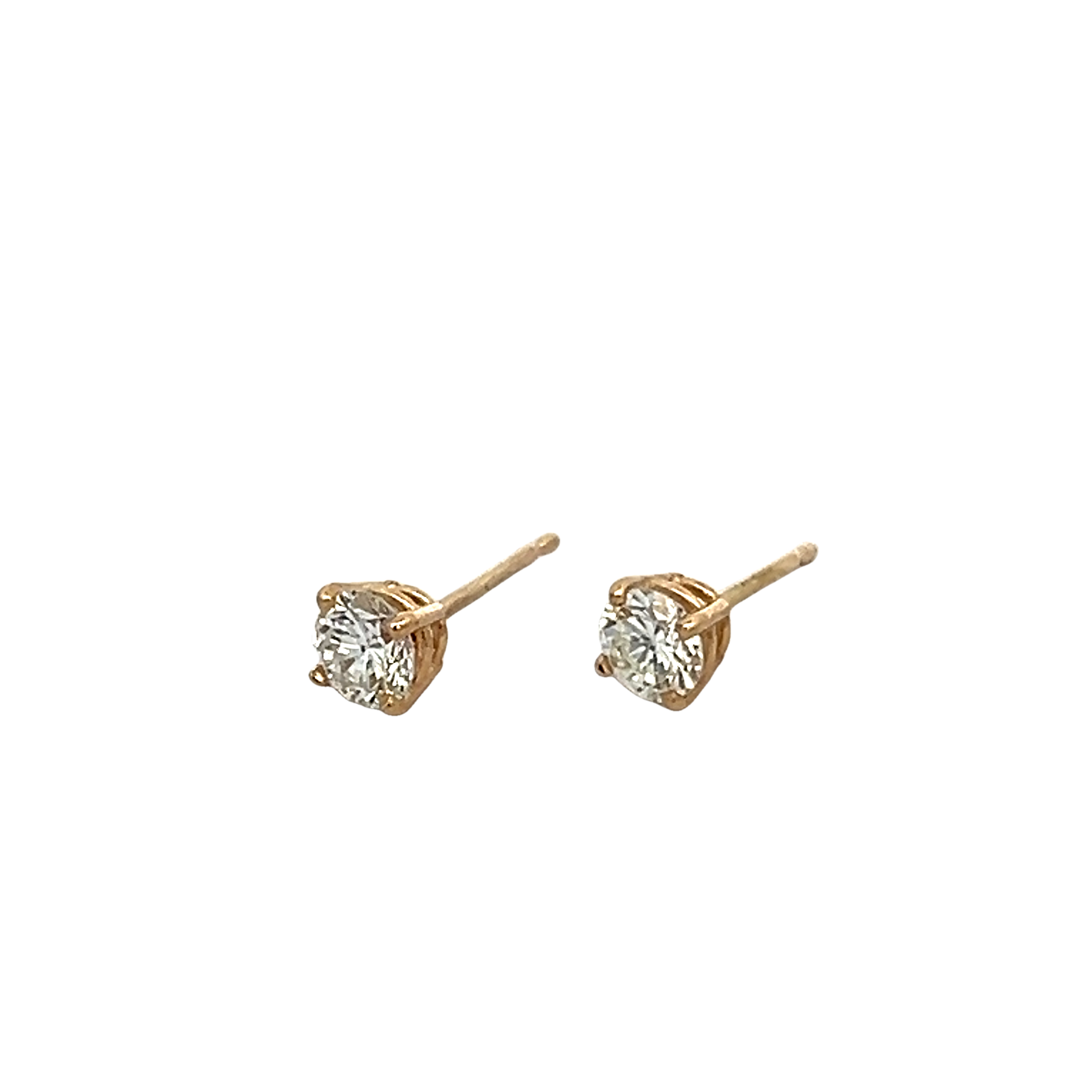 14k Yellow Gold Diamond Stud Earrings