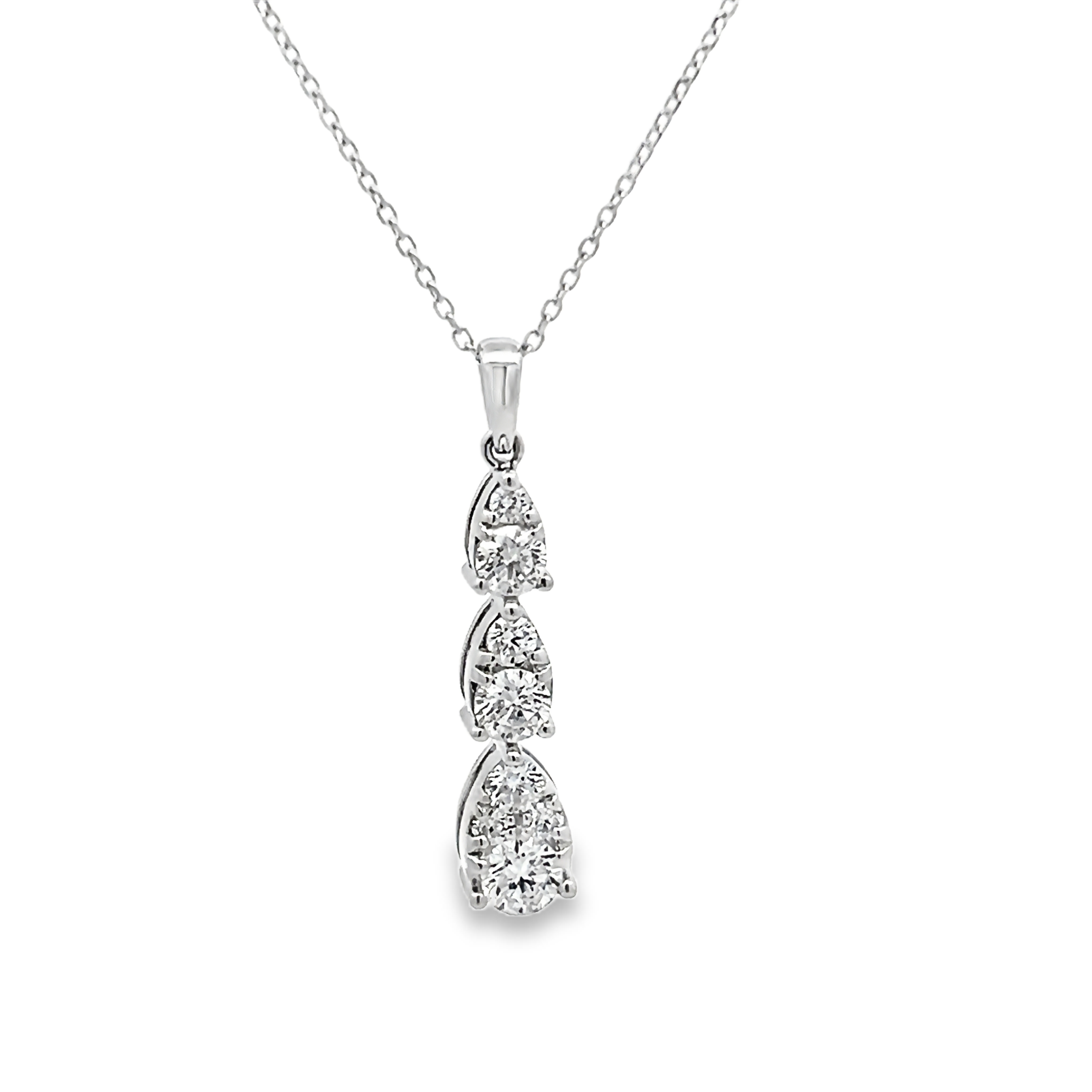 14k White Gold Drop Pendant Necklace