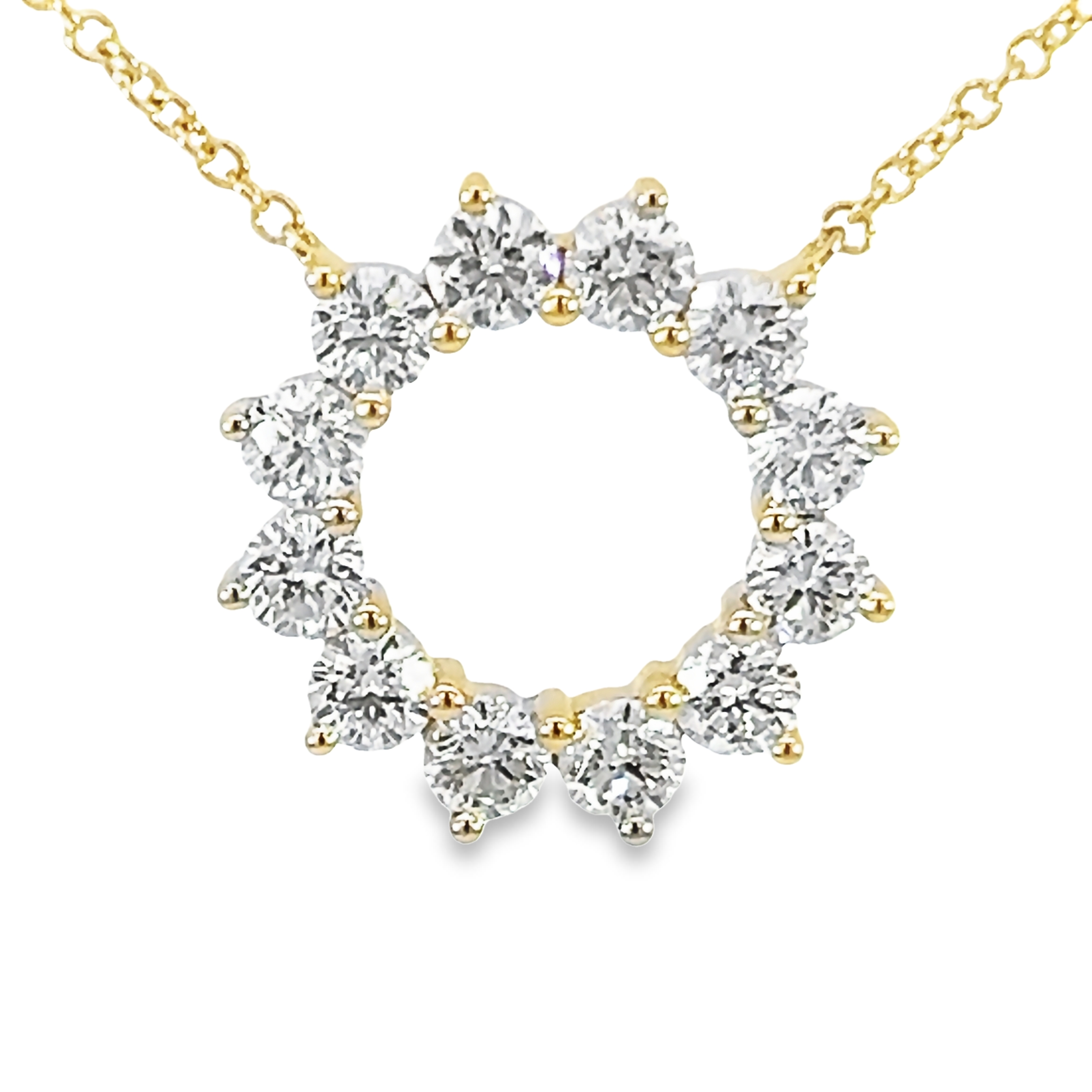 14k Yellow Gold Diamond Pendant Necklace