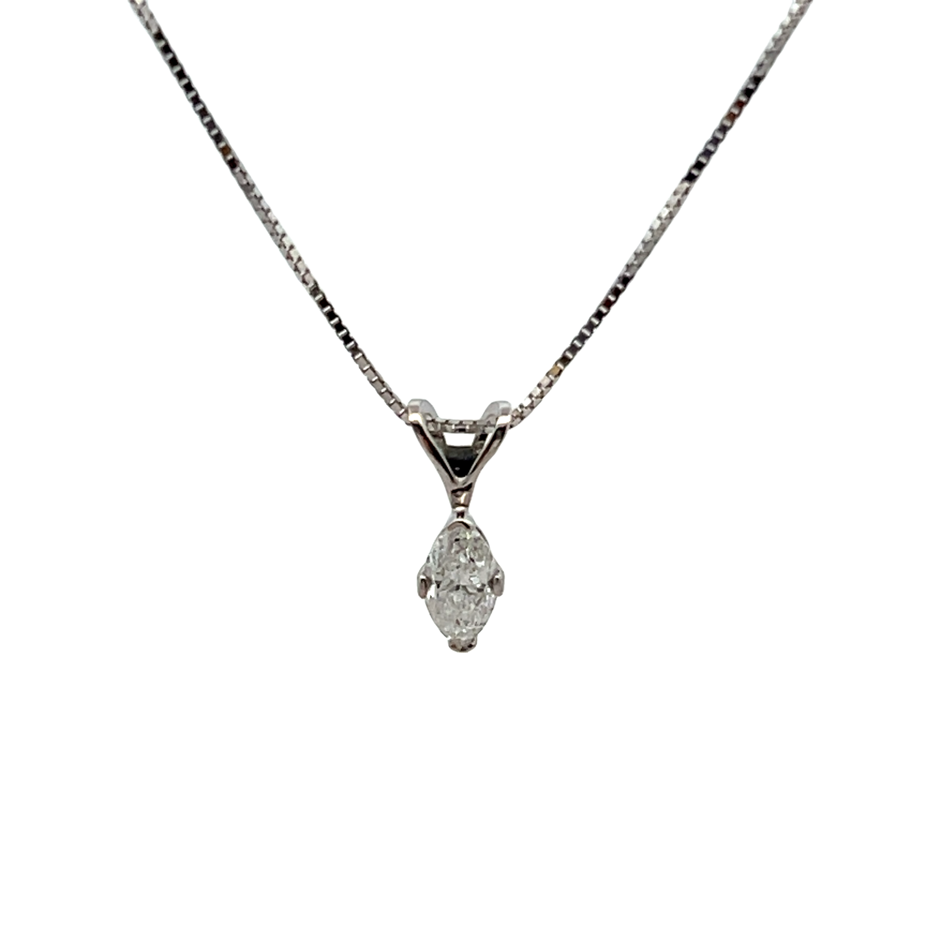 14k White Gold Diamond Solitaire Necklace