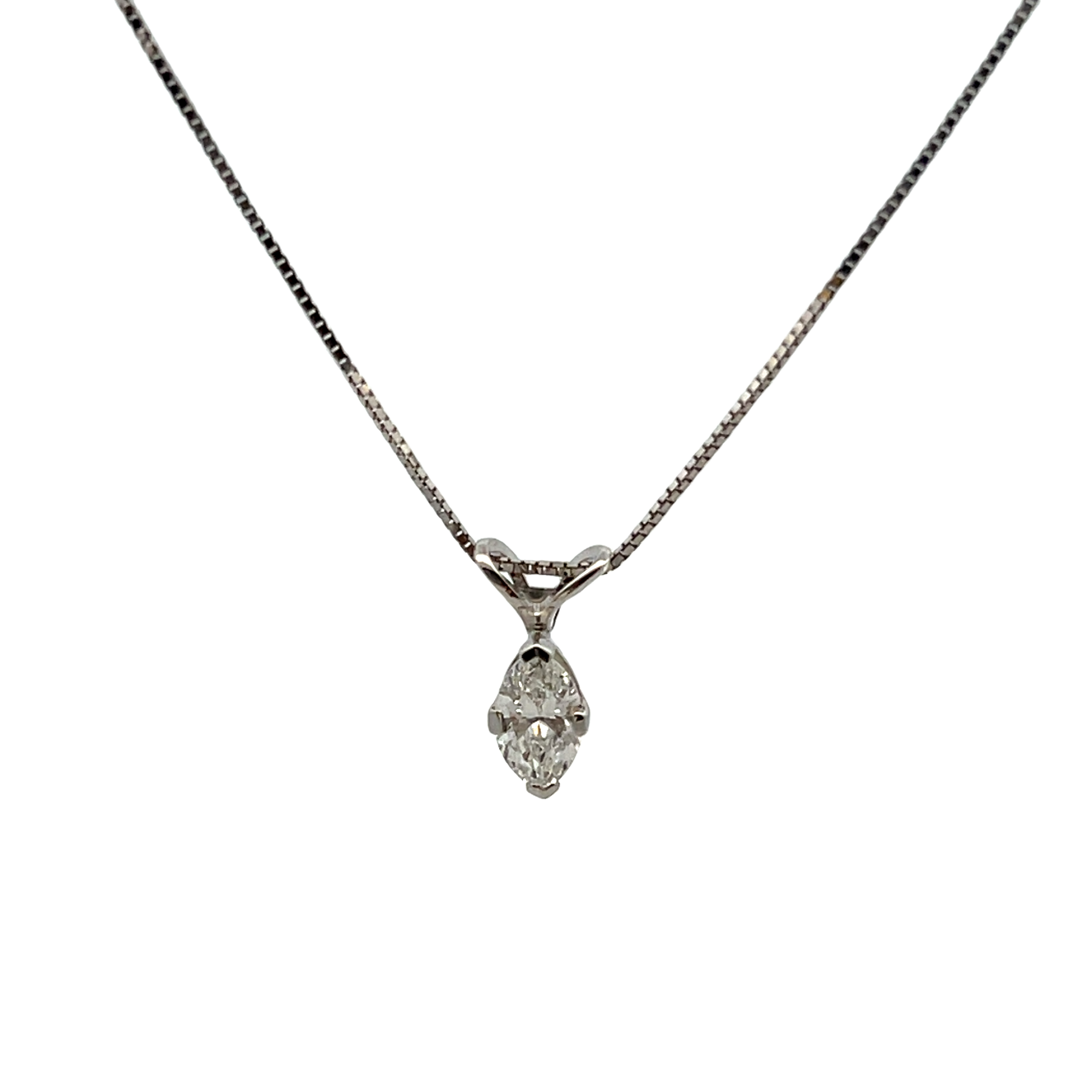 14k White Gold Diamond Solitaire Necklace