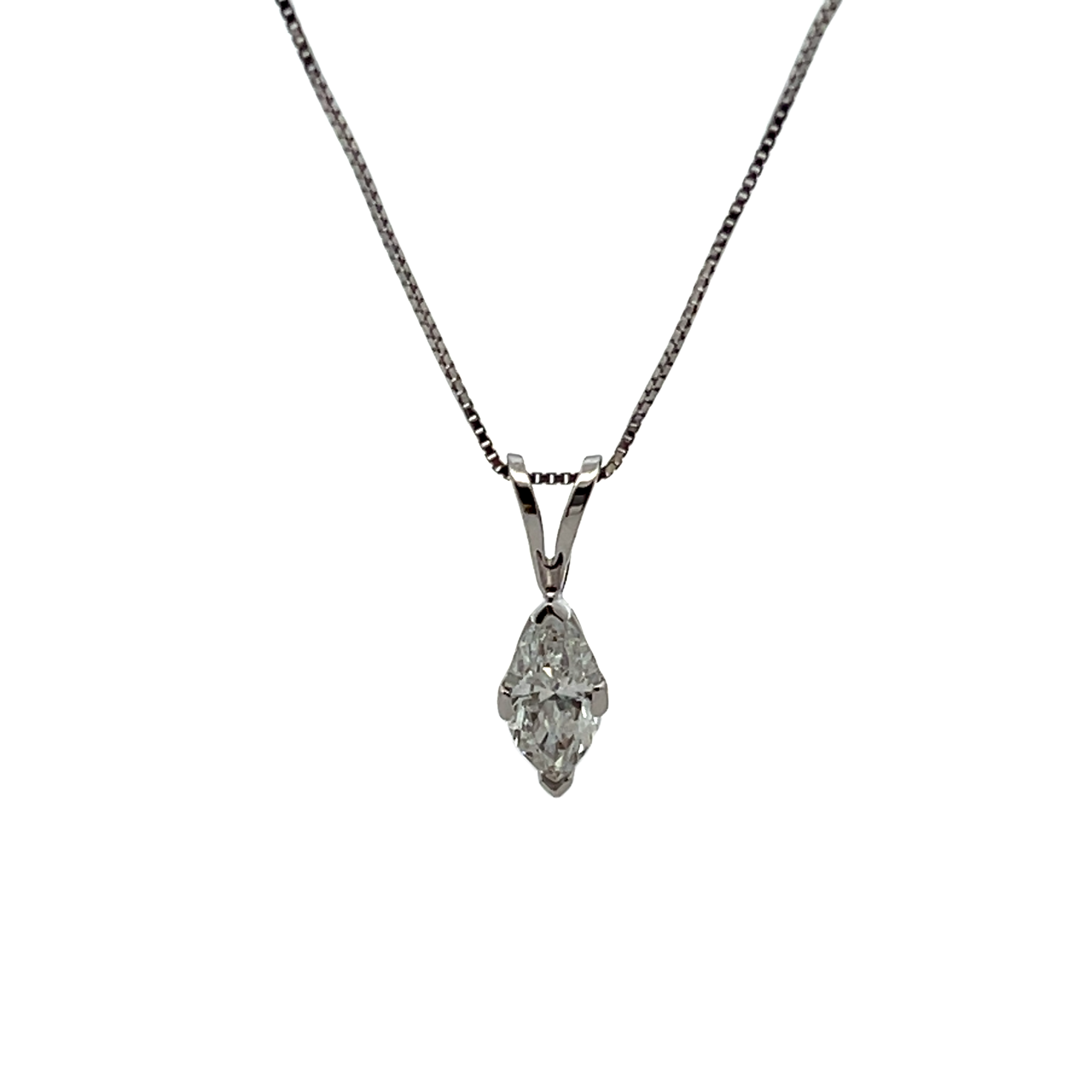 14k White Gold Diamond Solitaire Necklace