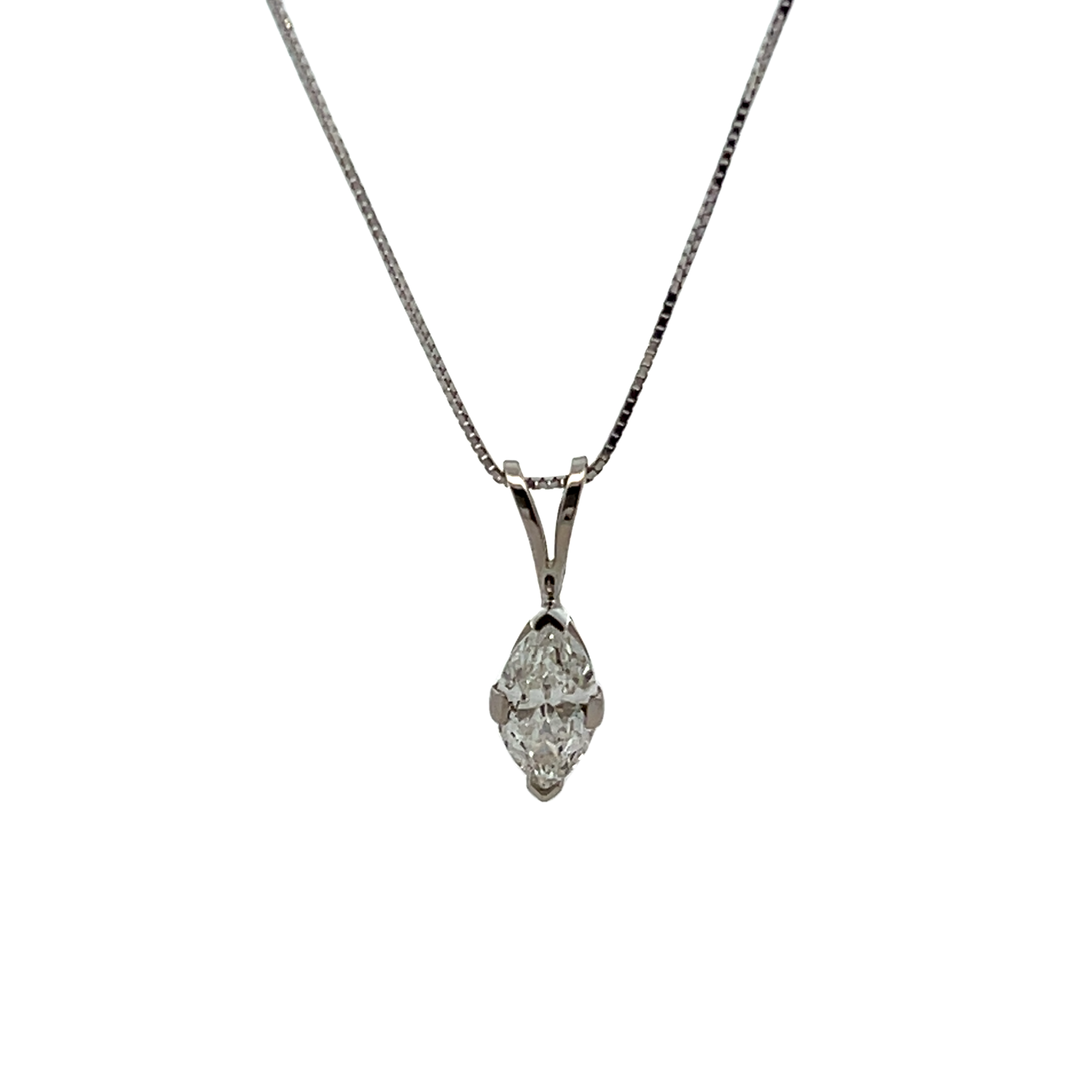 14k White Gold Diamond Solitaire Necklace