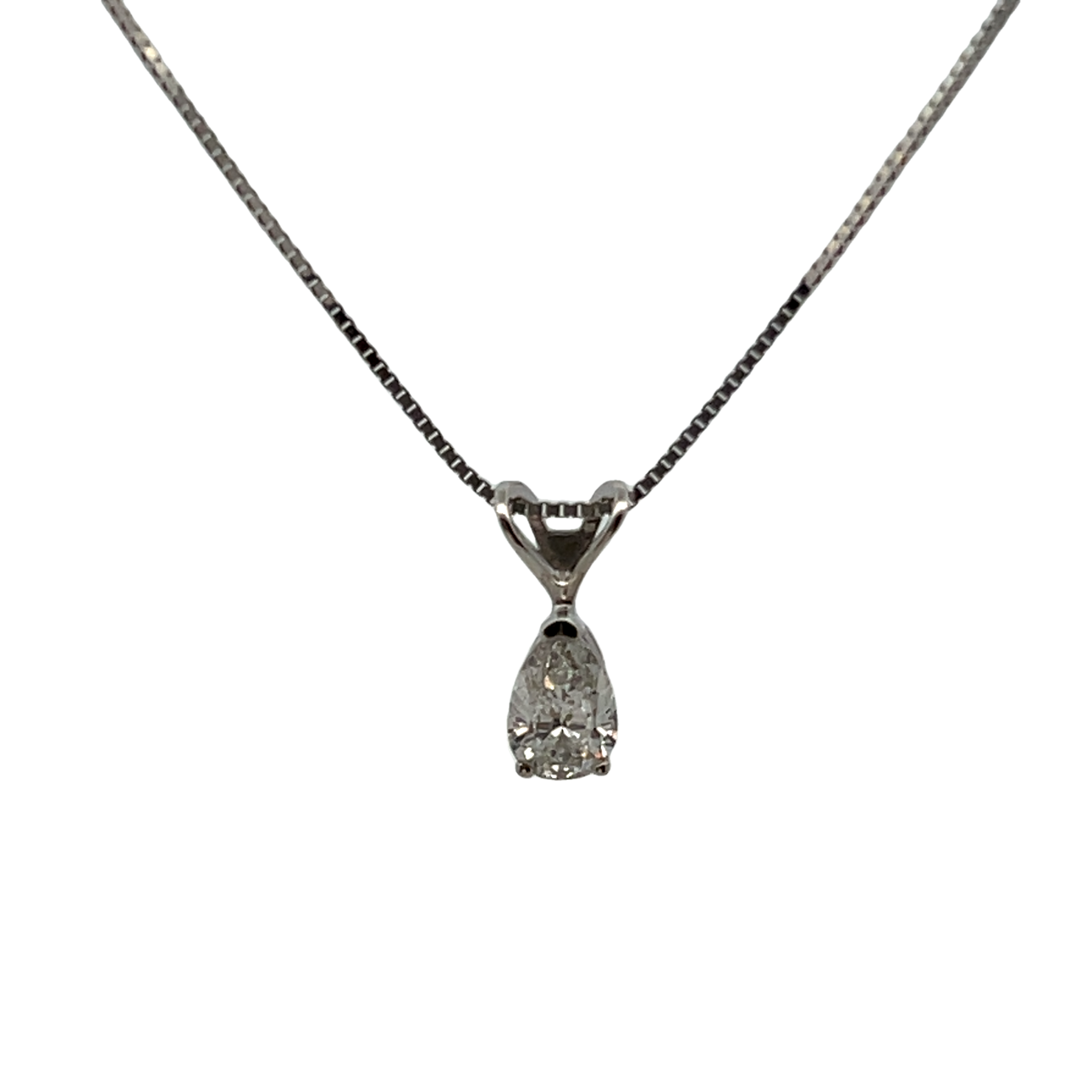 14k White Gold Diamond Solitaire Necklace