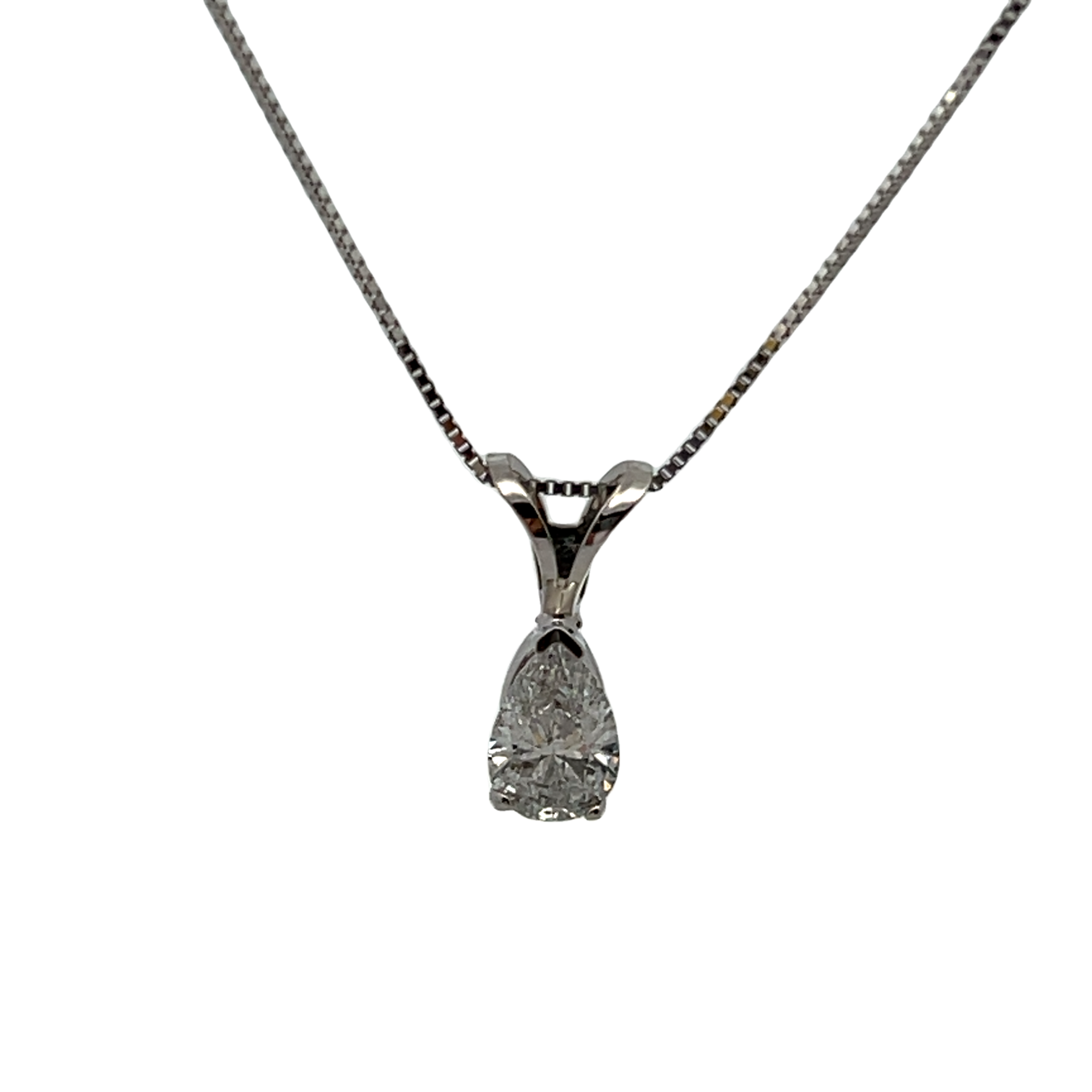 14k White Gold Diamond Solitaire Necklace