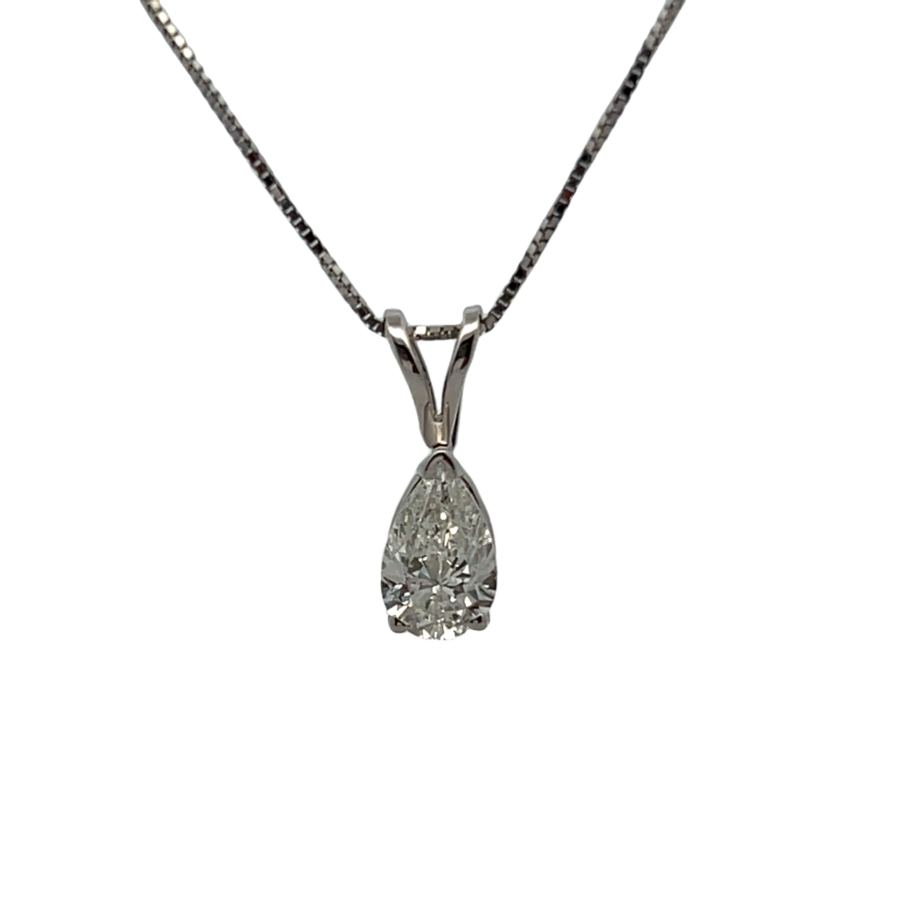 14k White Gold Diamond Solitaire Necklace