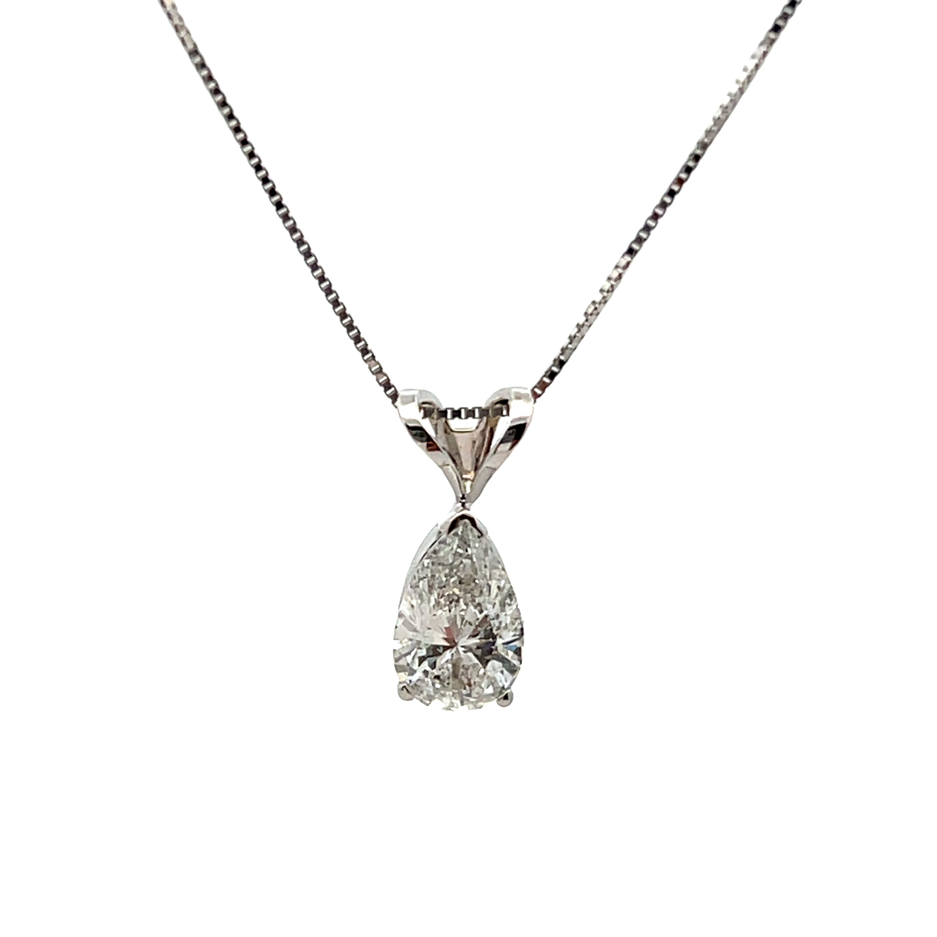 14k White Gold Diamond Solitaire Necklace