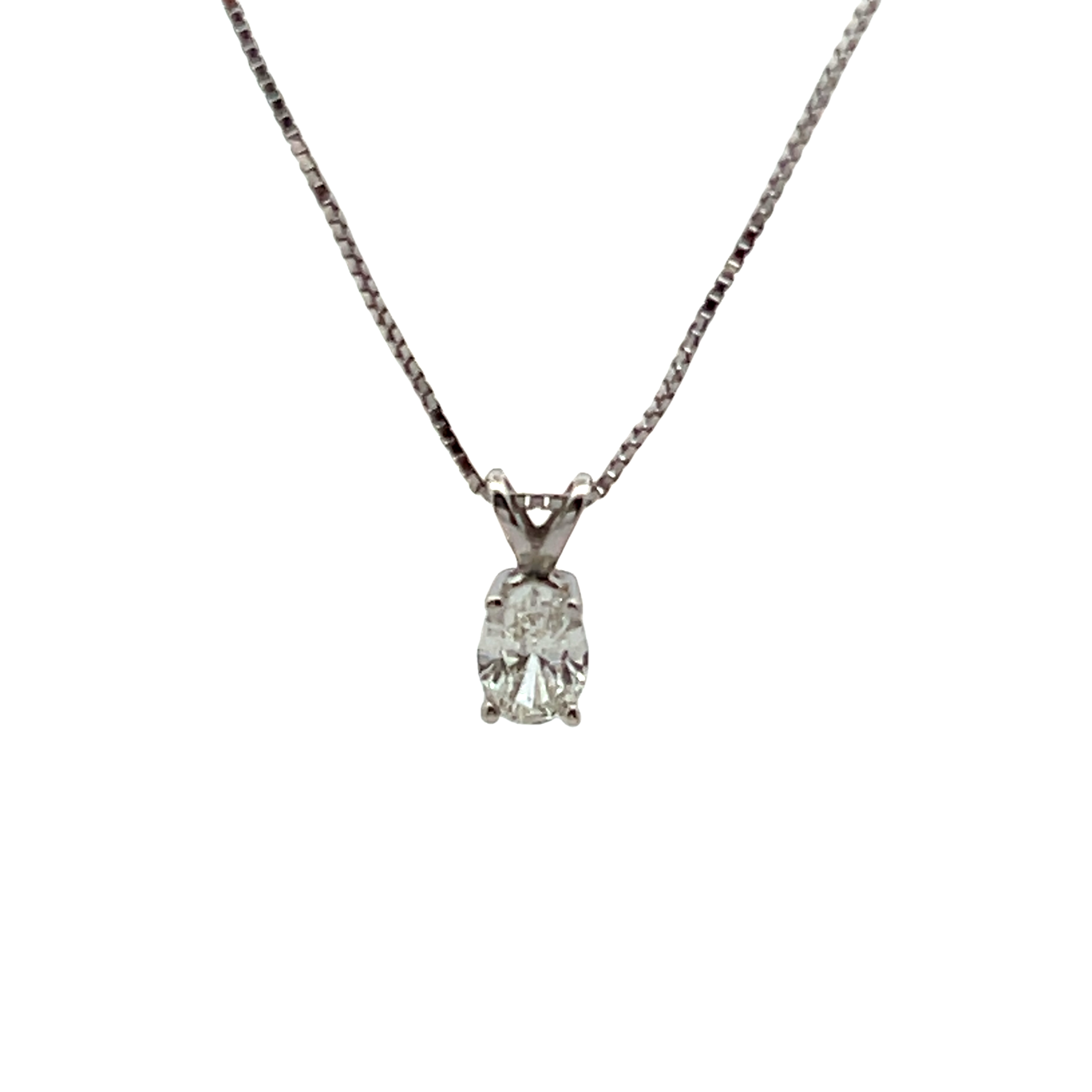 14k White Gold Diamond Solitaire Necklace