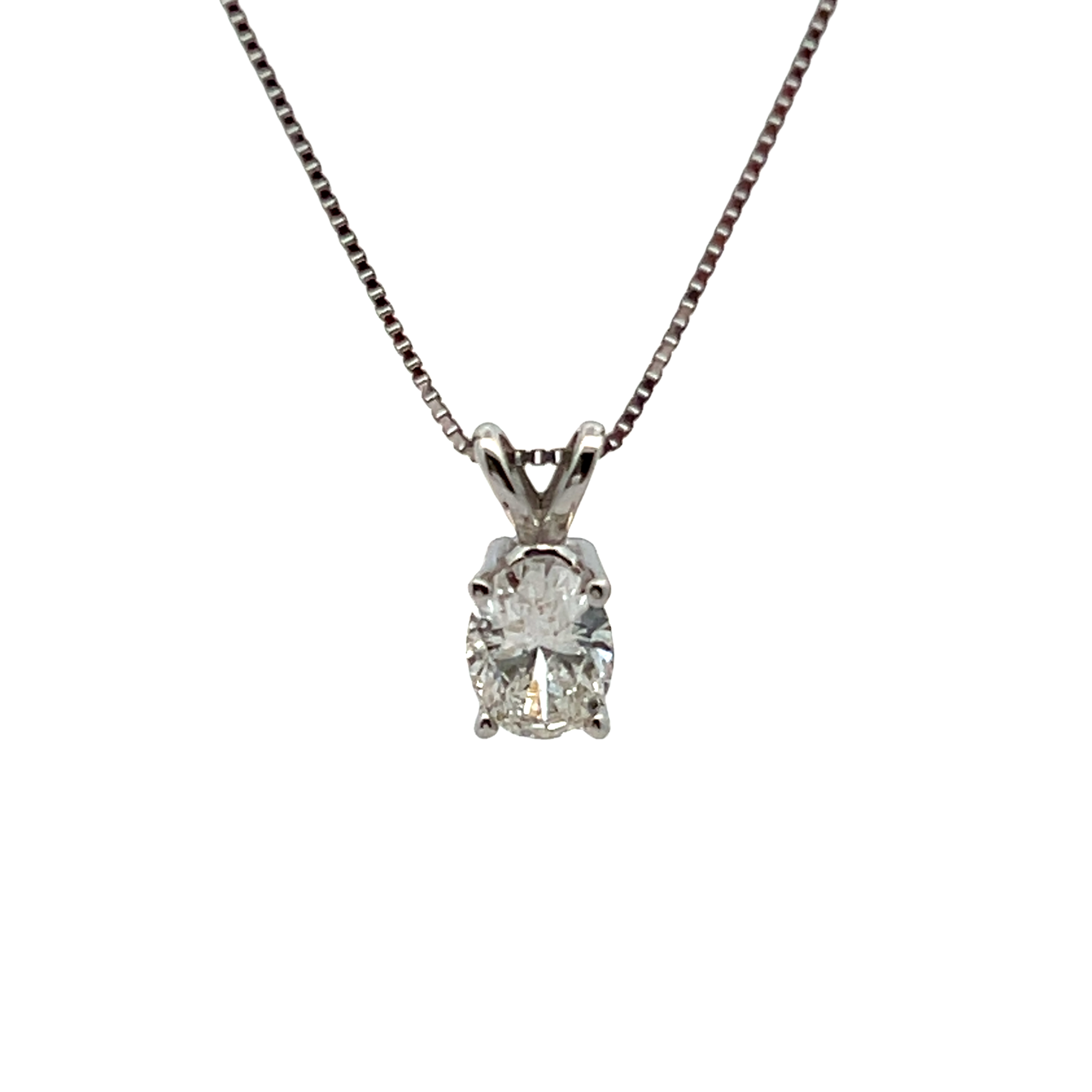 14k White Gold Diamond Solitaire Necklace