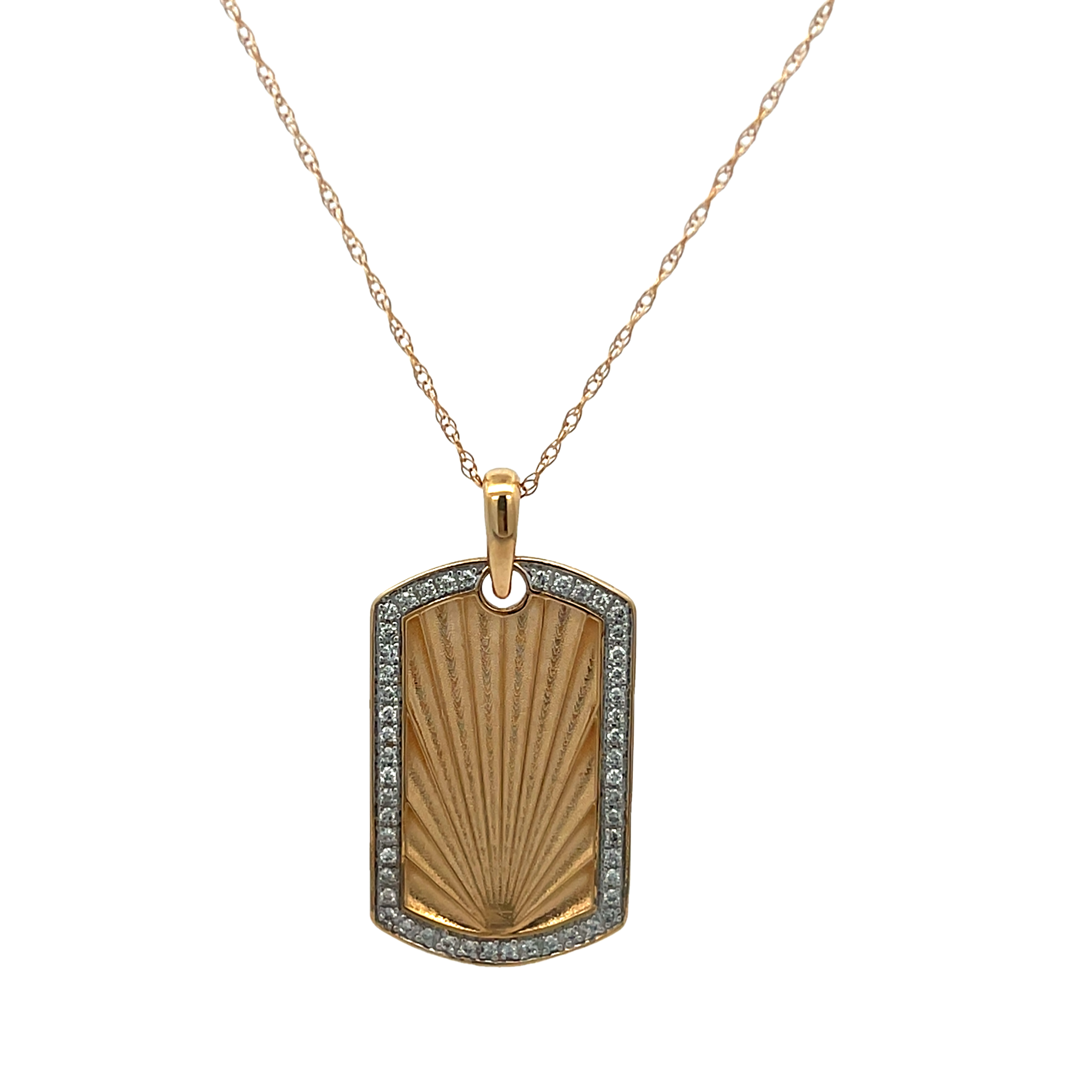 14k Yellow Gold Diamond Pendant Necklace