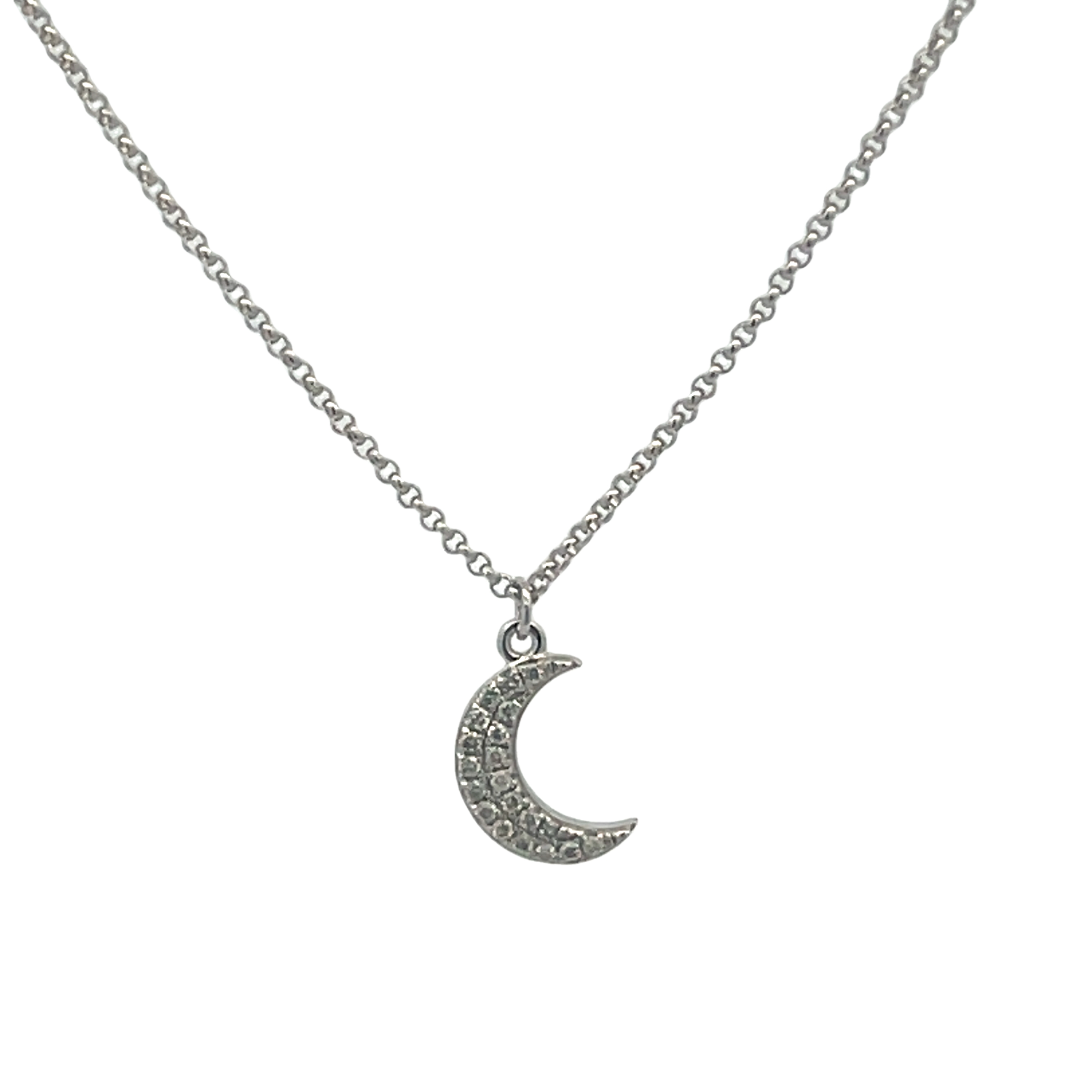 14k White Gold Moon Pendant