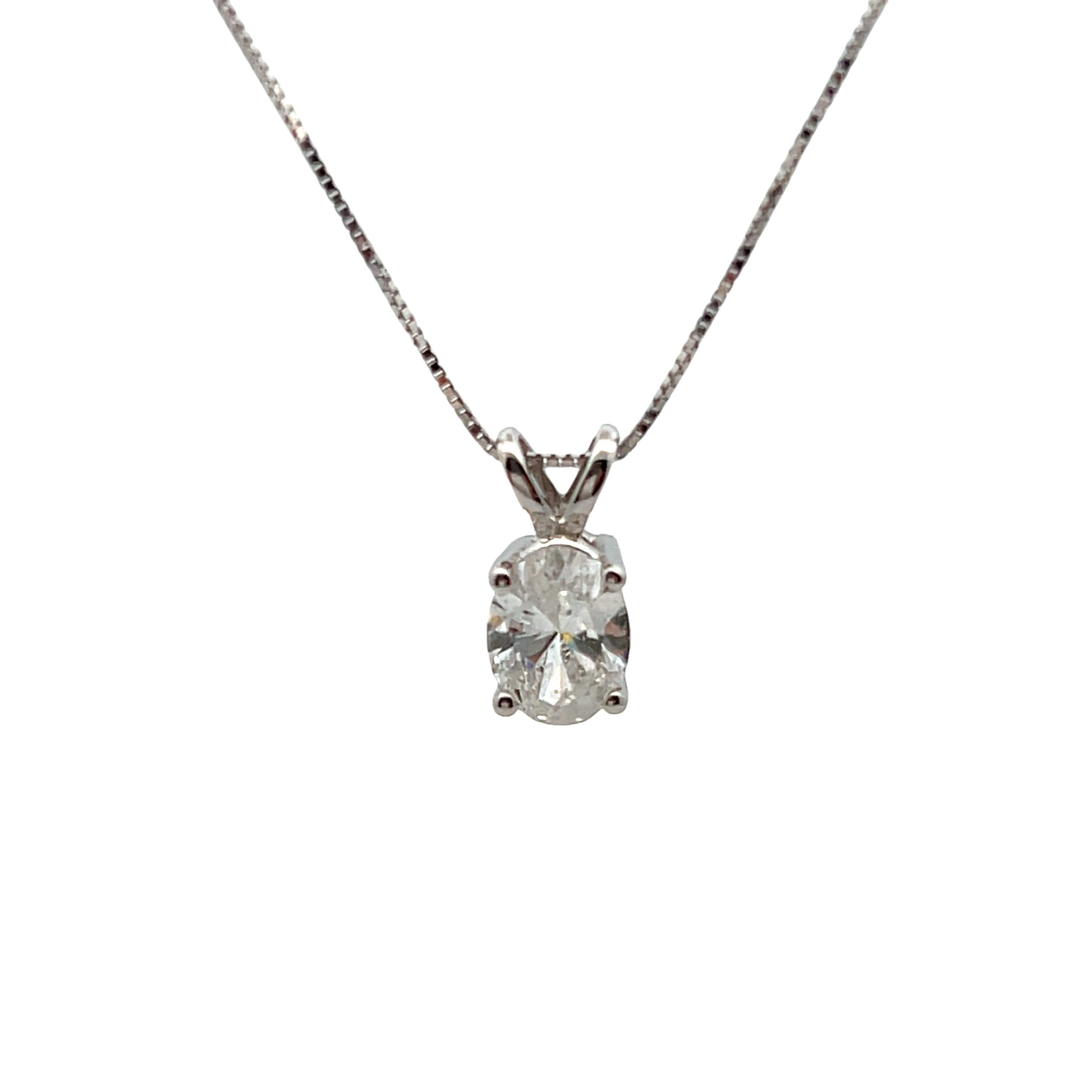 14k White Gold Diamond Solitaire Necklace