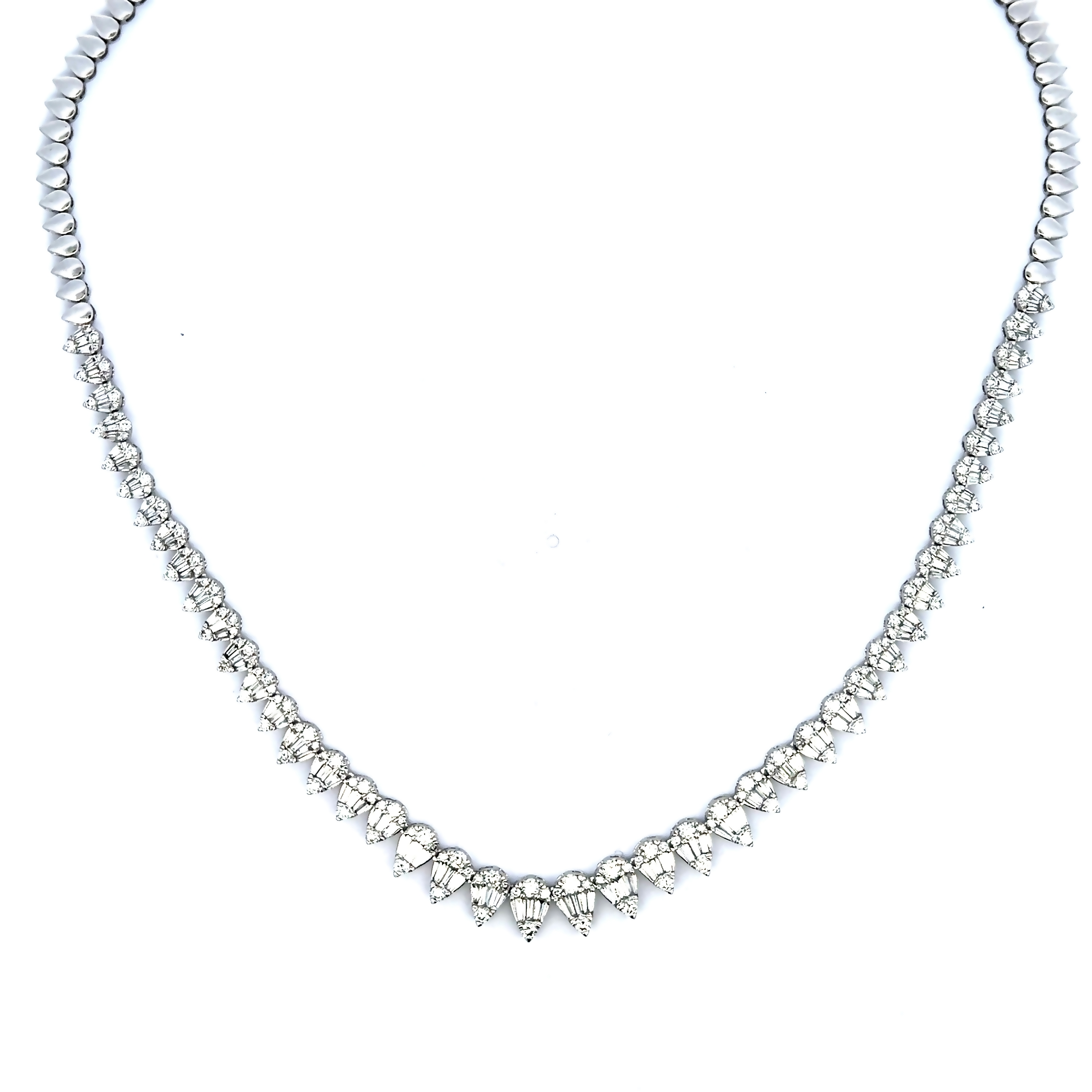 14k White Gold Diamond Riviera Necklace