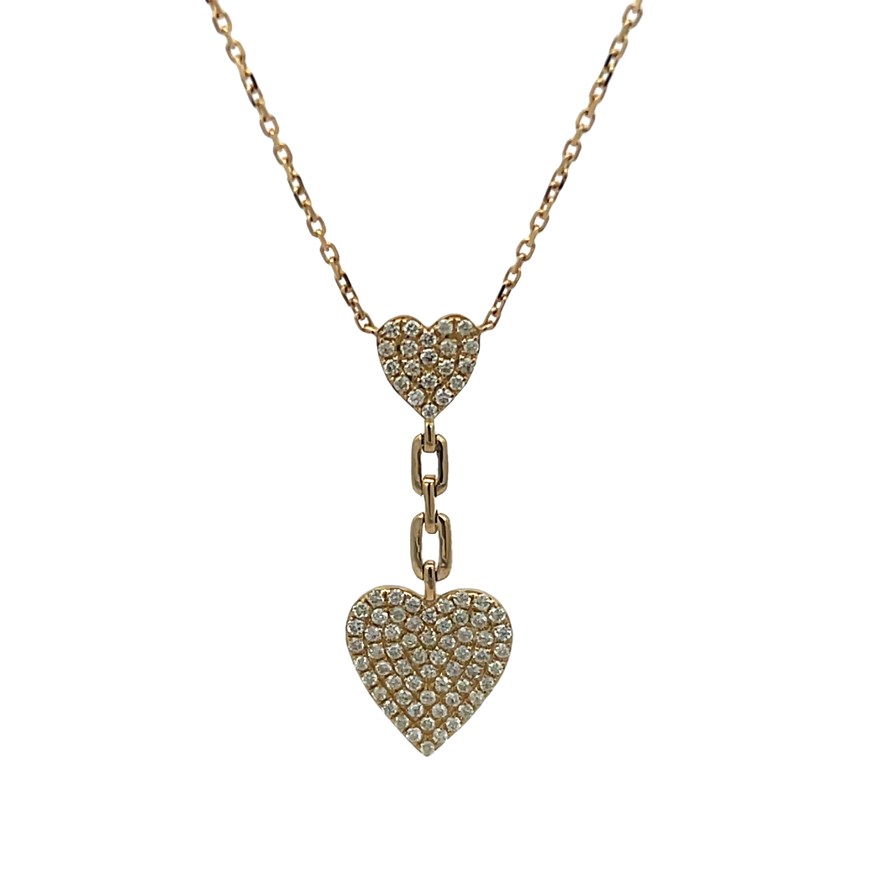 14k Yellow Gold Diamond Heart Necklace