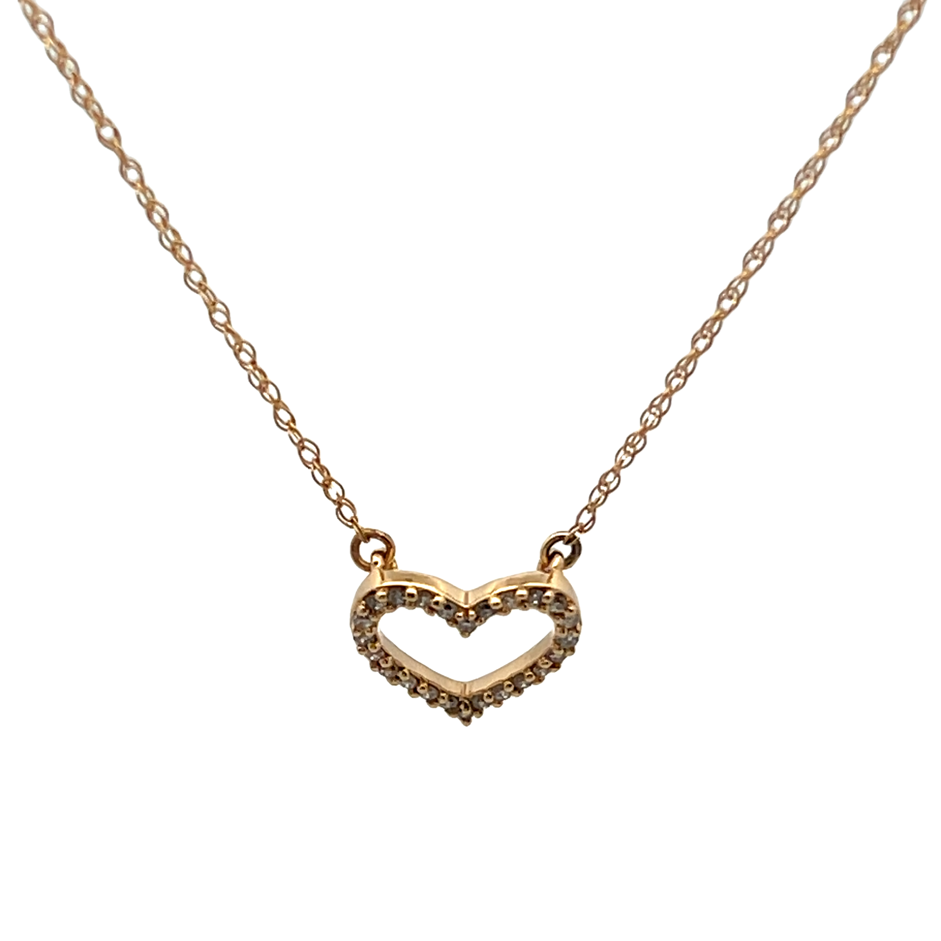 14k Yellow Gold Heart-shaped Diamond Necklace