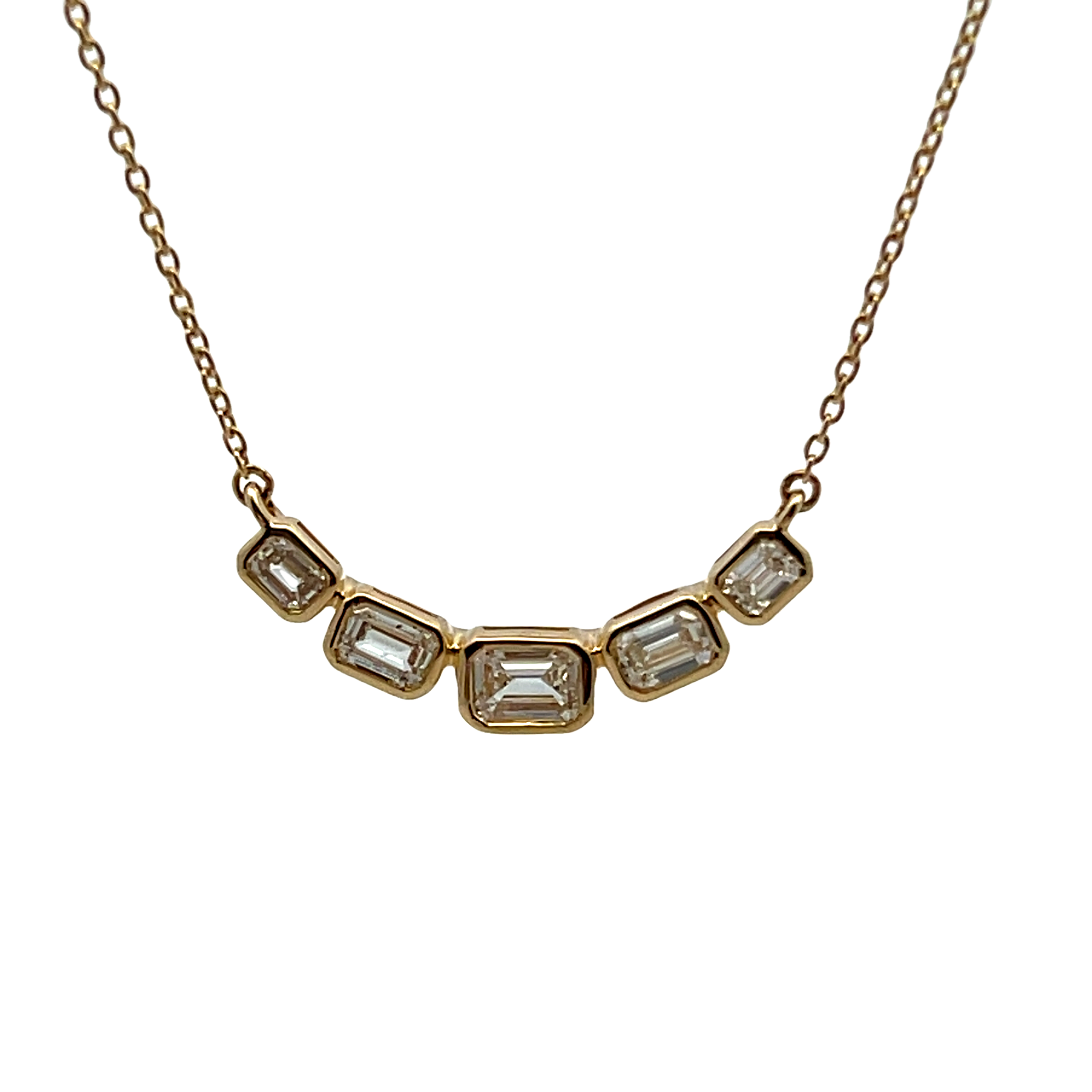 14k Yellow Gold Emerald-cut Diamond Necklace